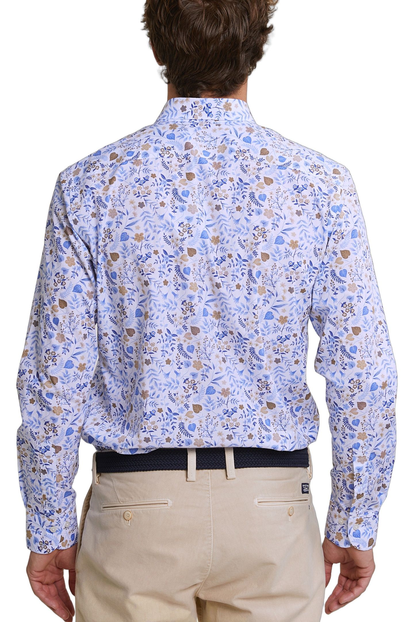 CUSTOM FIT FLORAL SHIRT BLUE/BEIGE 3