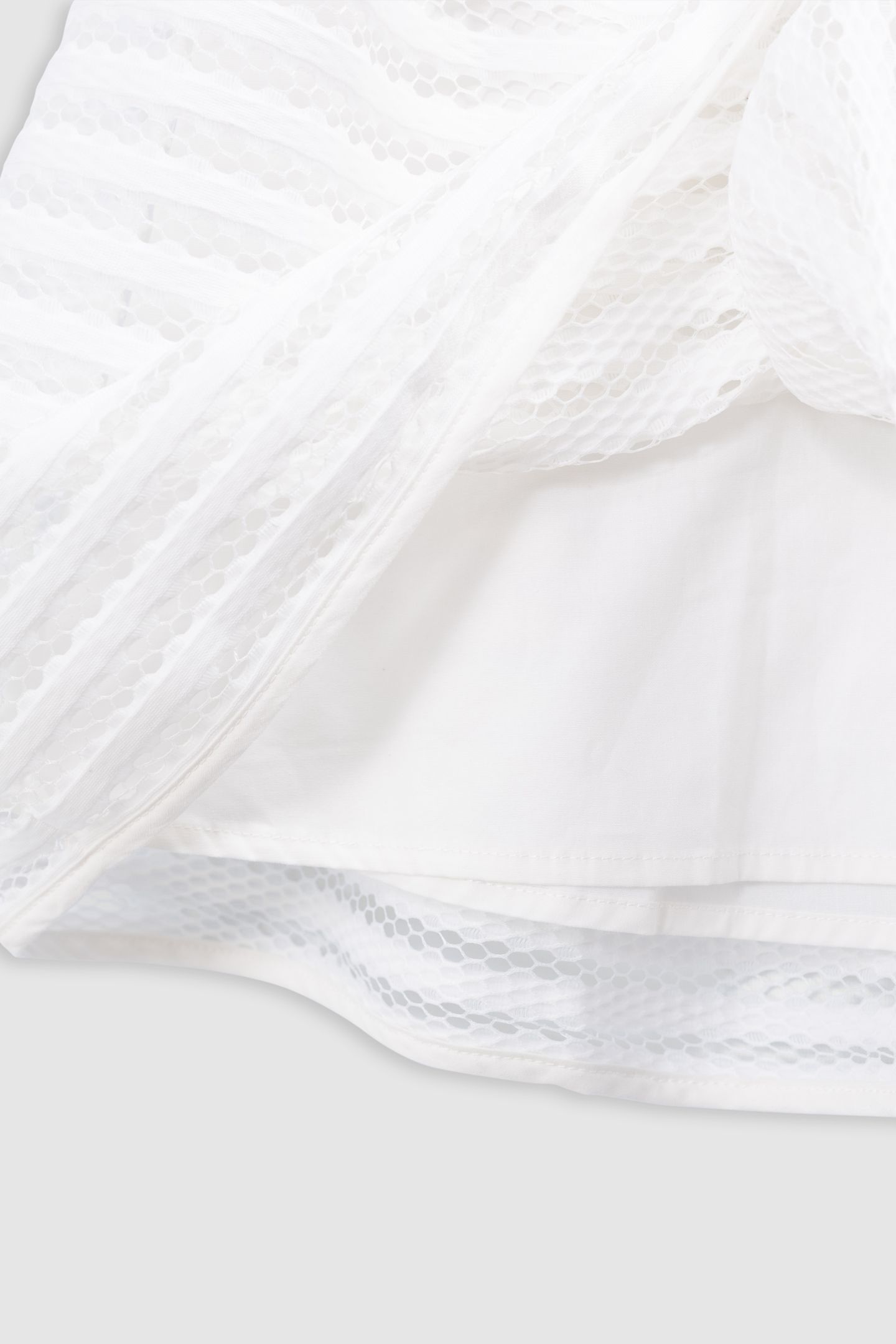WHITE SKATER SKIRT WITH OPENWORK LACE STRIPES 5
