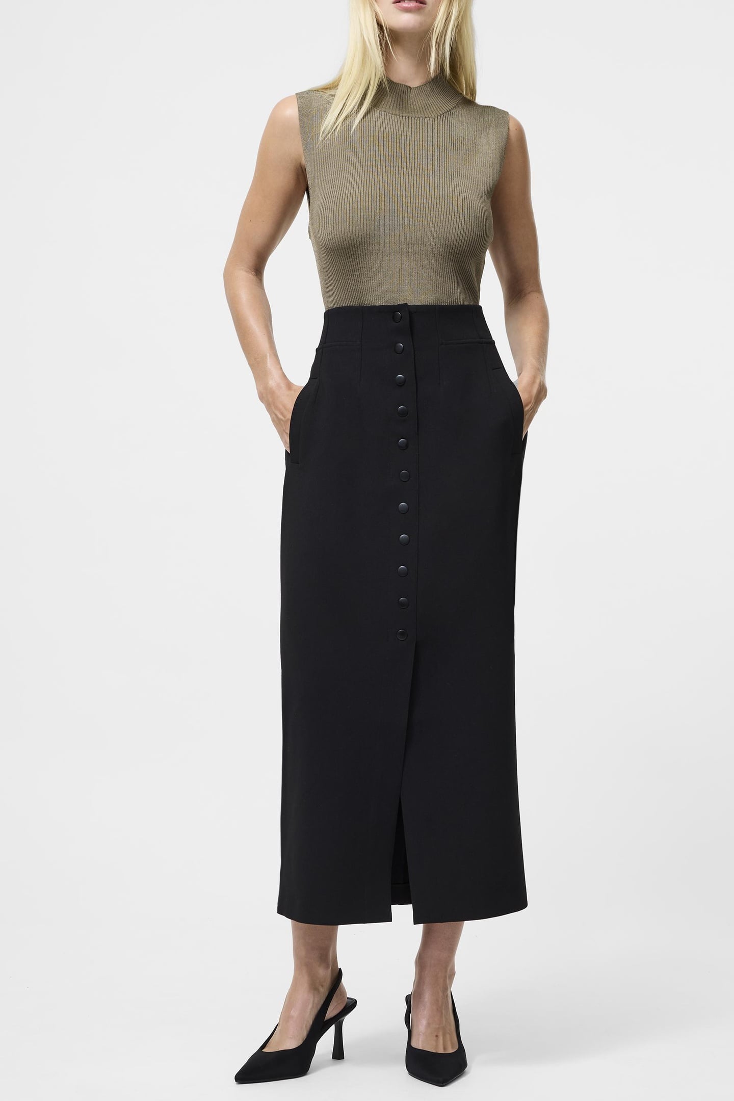 JAIDEN TAILORED LONG SKIRT BLACK 1