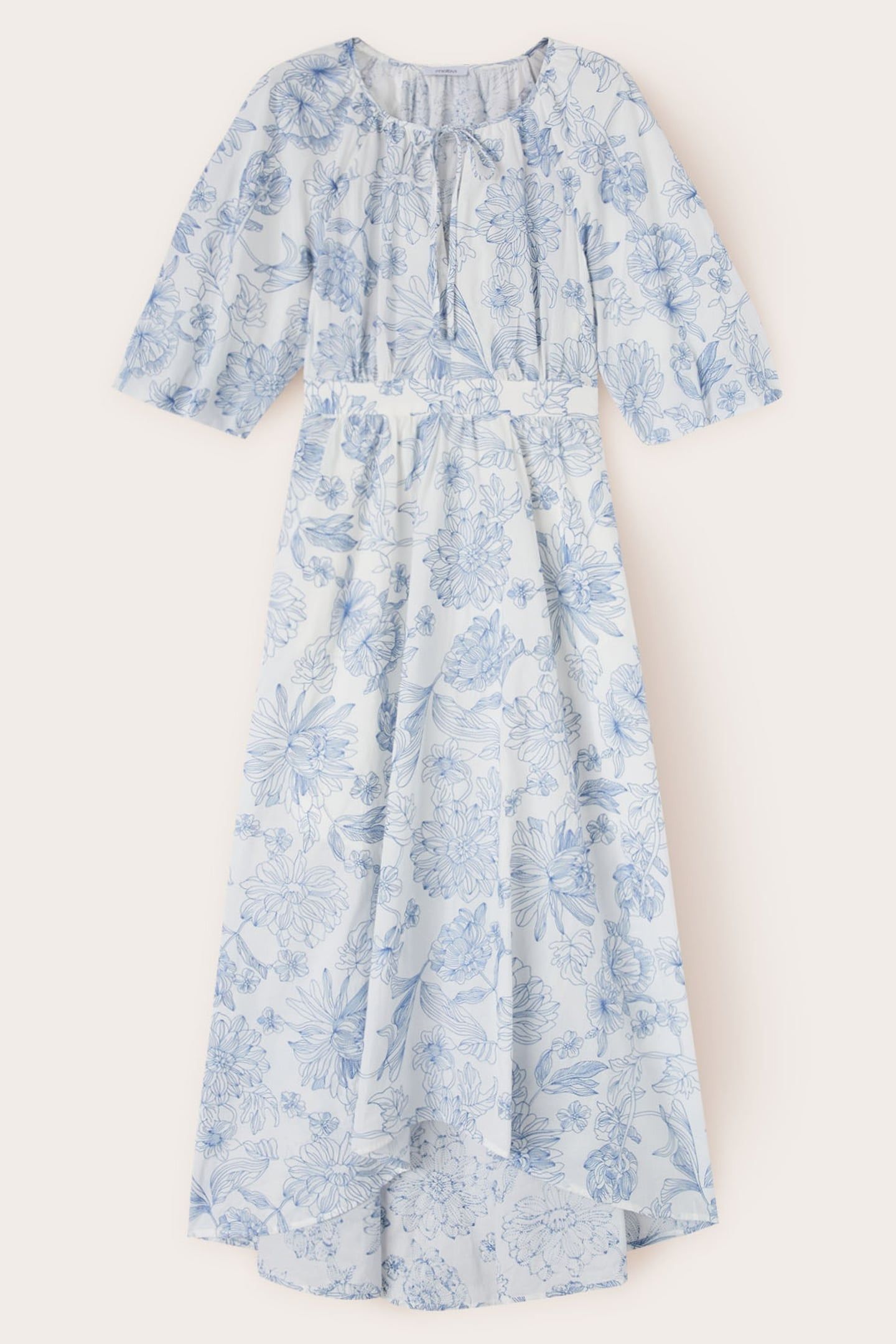 LONG COTTON DRESS WITH FLORAL EMBROIDERY LIGHT BLUE 4