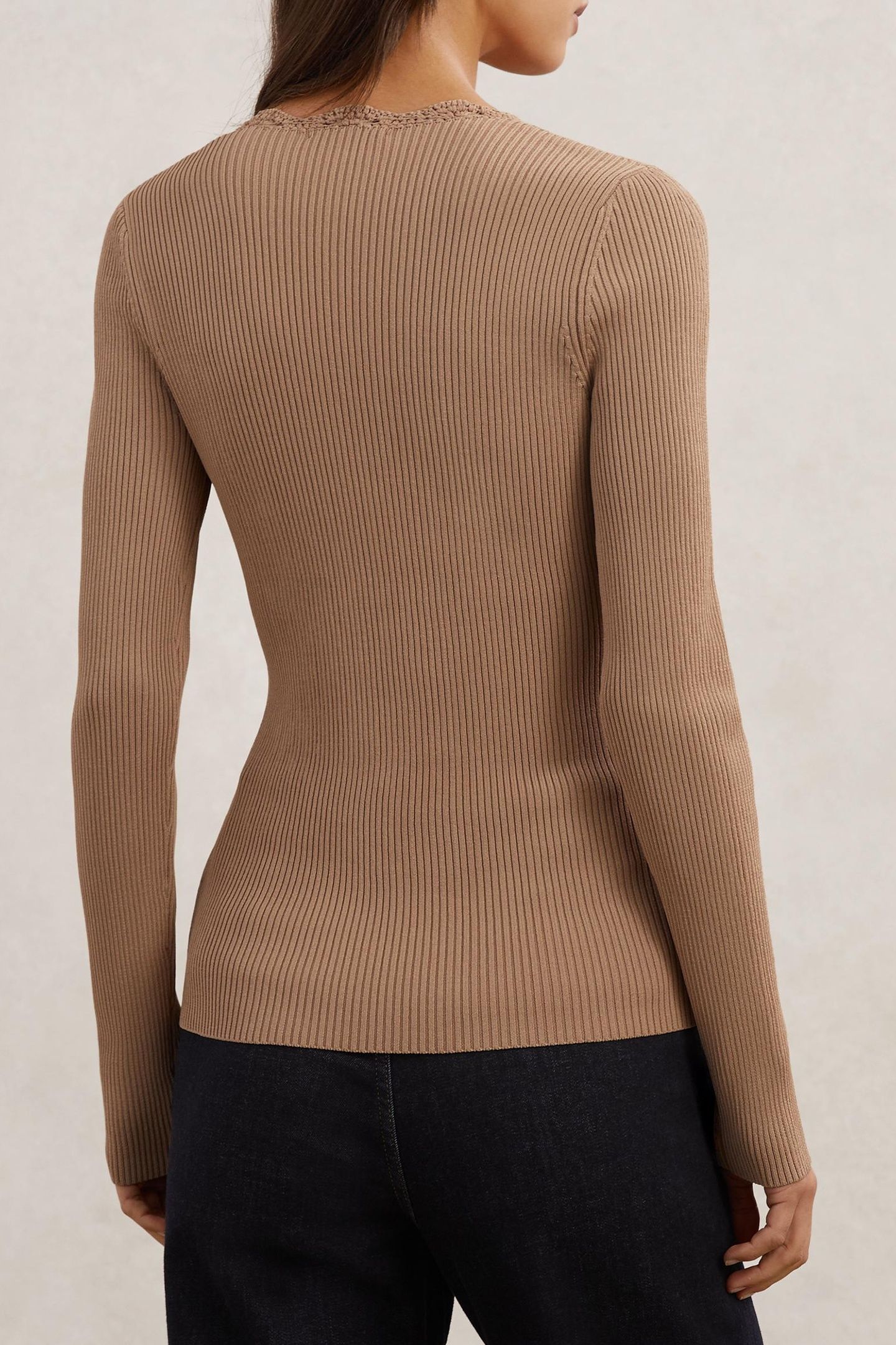 CROCHET STITCH TOP TAUPE NEUTRAL 3