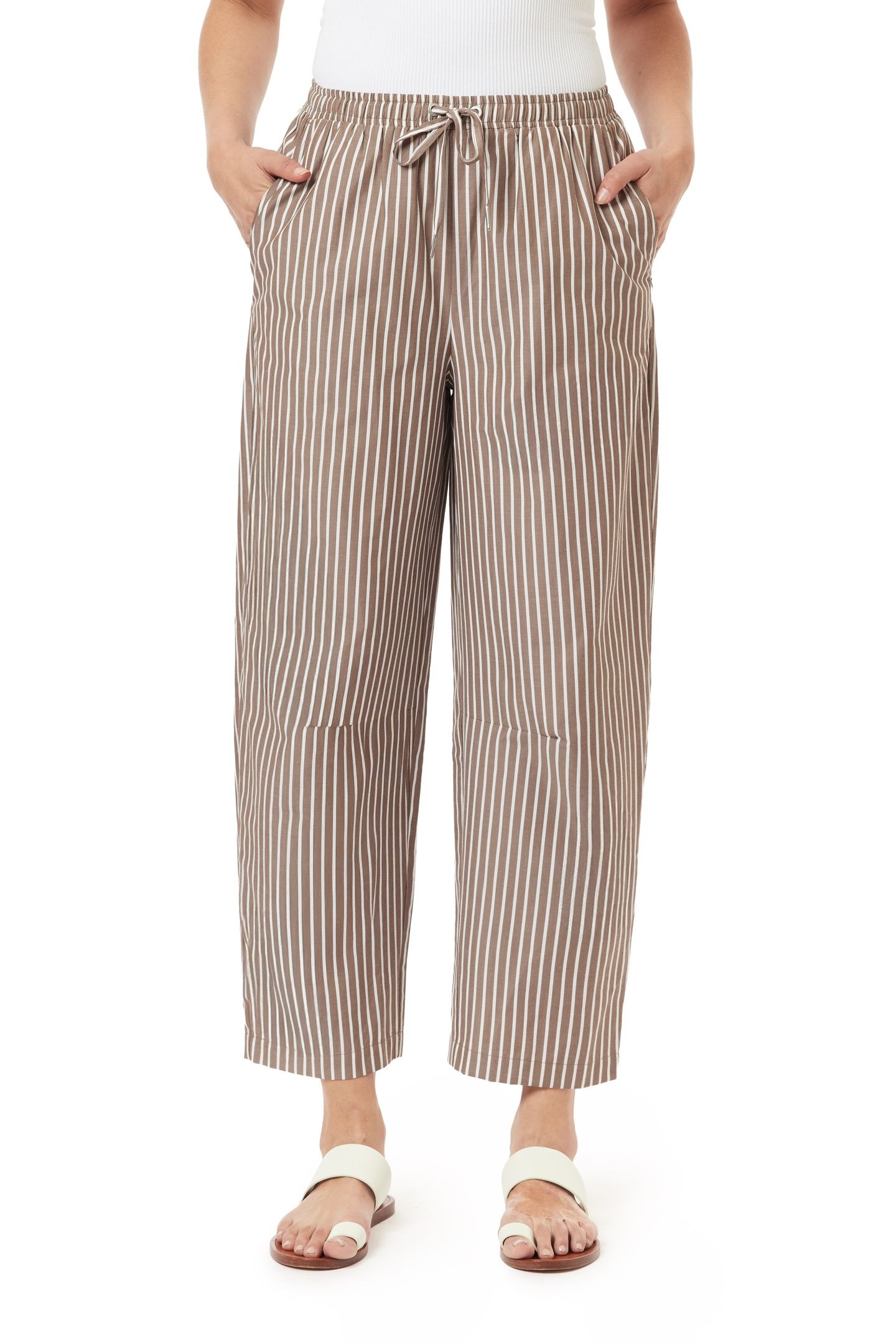 BARREL LEG PANTS BROWN STRIPE 3