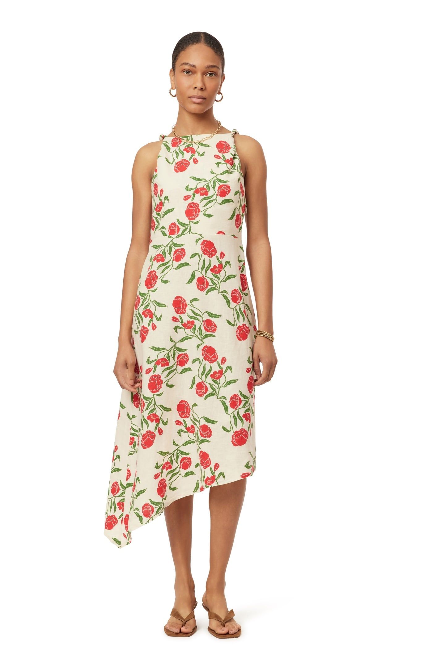 ASYMMETRIC DRESS WHITECAP GRAY ALLOVER FLORAL 1