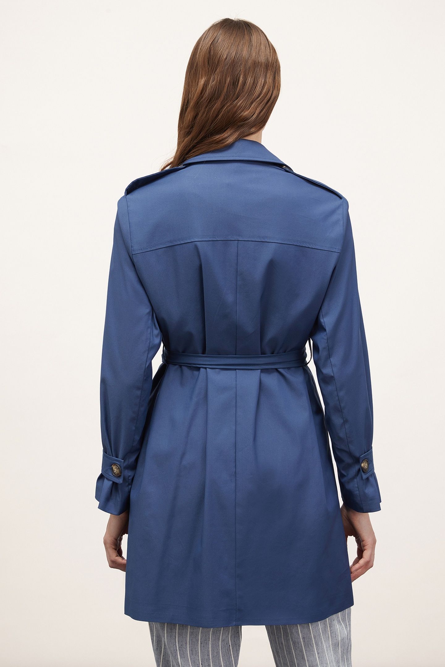SHORT DOUBLE-BREASTED TRENCH COAT BLUE 2