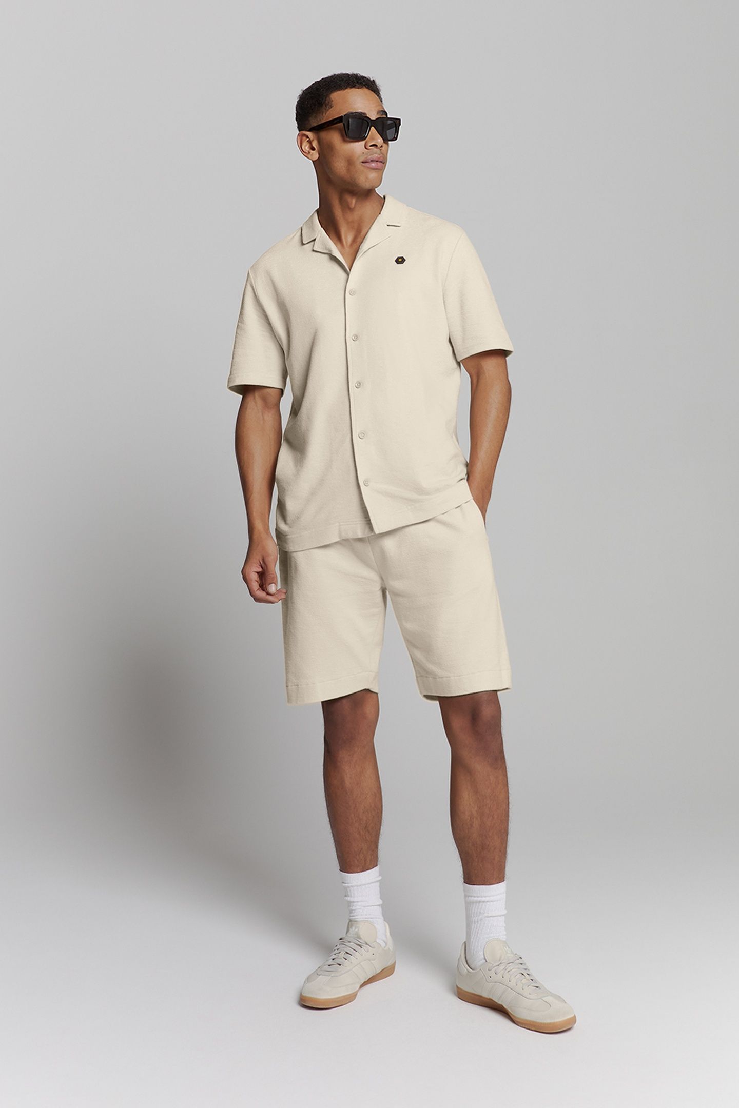 SHIRT SHORT SLEEVE JERSEY REVERS COLLAR SOLID TERRY CEMENT 2