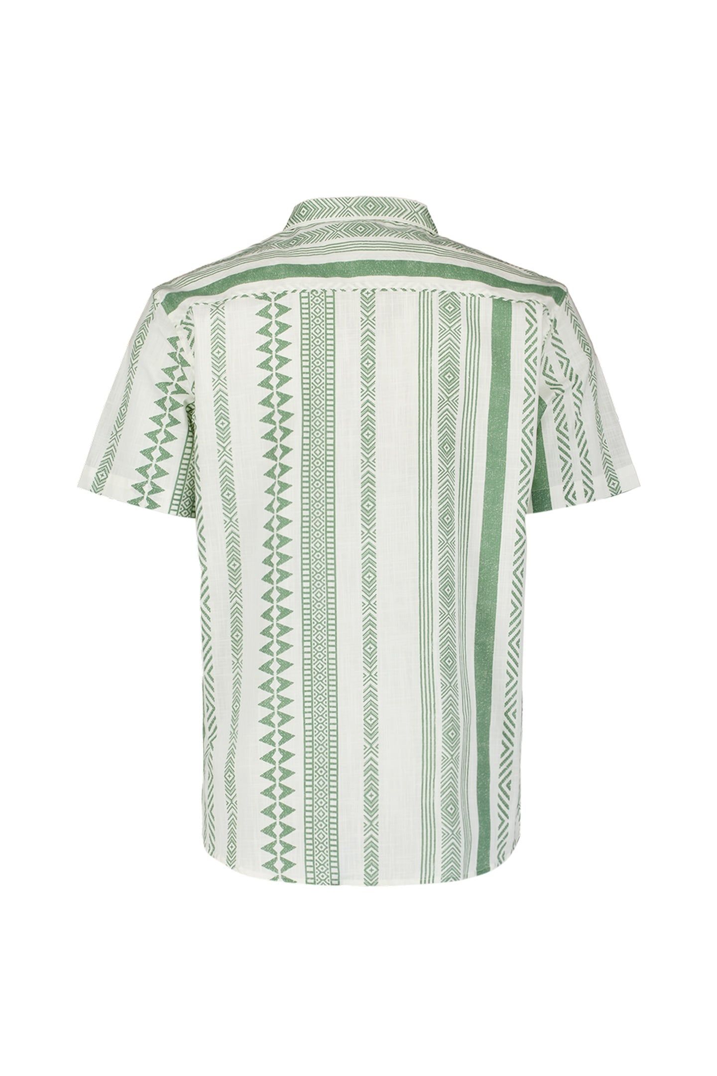 SHIRT SHORT SLEEVE REVERS COLLAR SLUB ALLOVER PRINTED GREEN 5