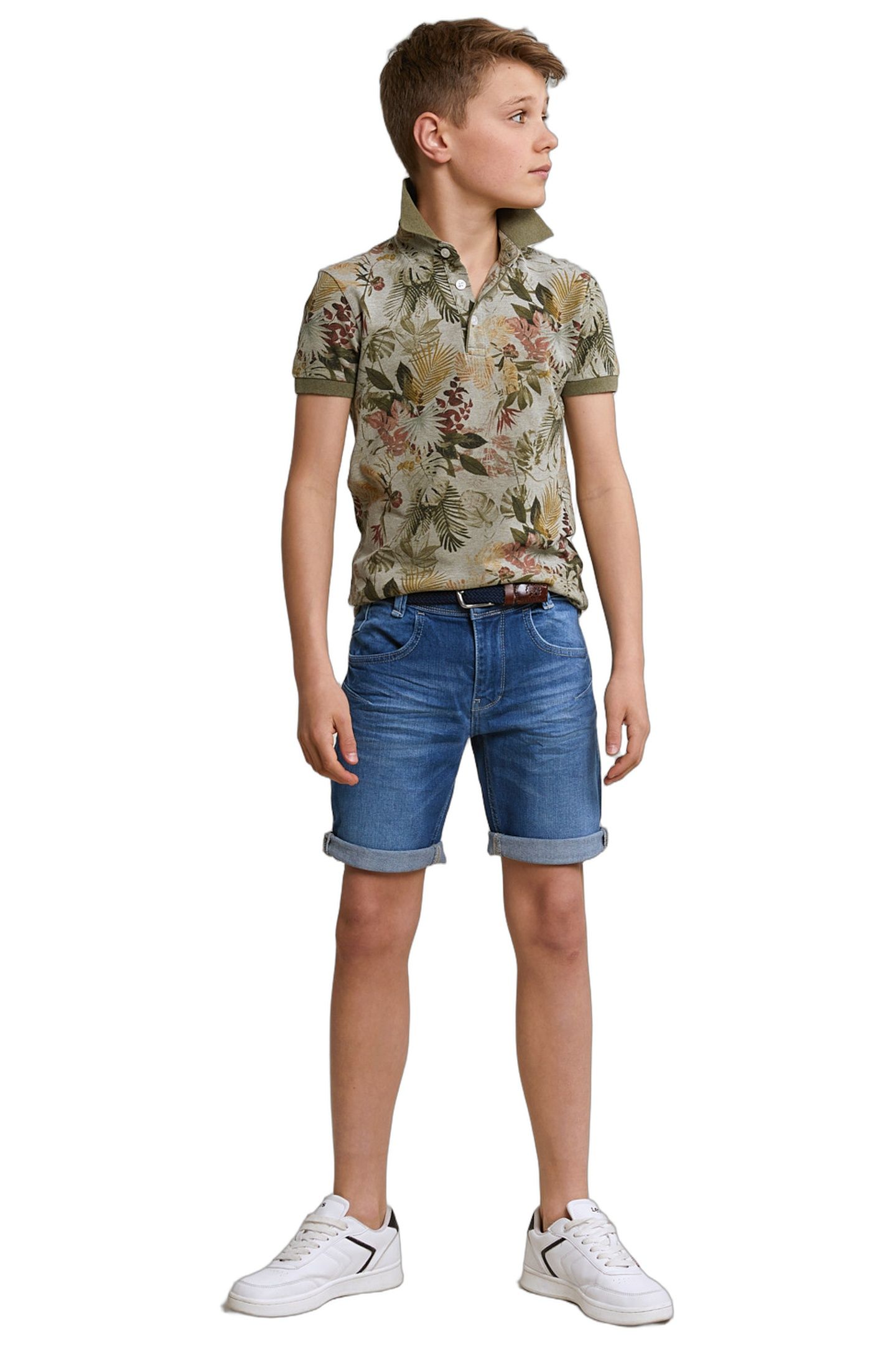 CUSTOM FIT COTTON FLORAL POLO LT SAFARI MIX 2