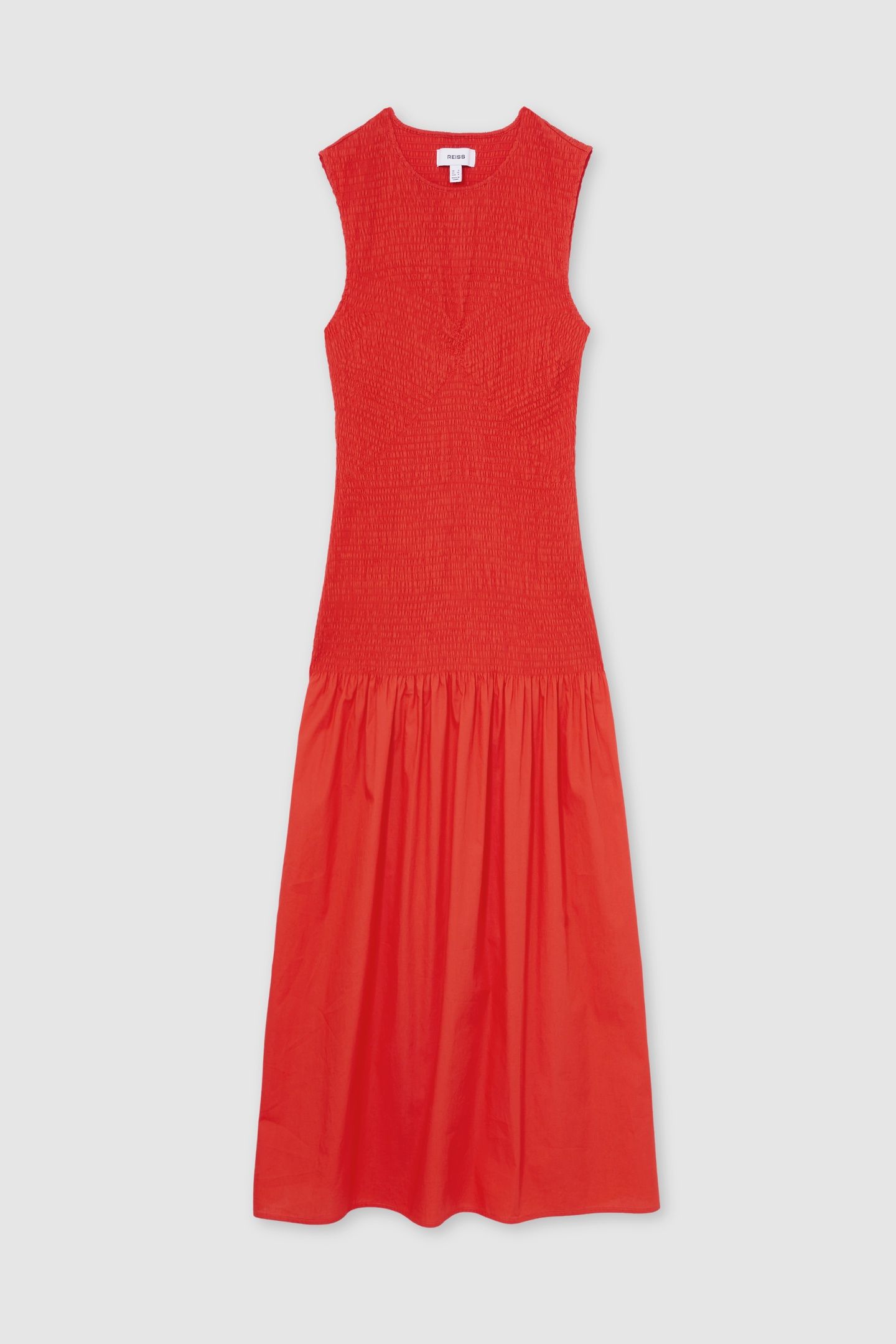 SHIRRED DETAIL MIDI DRESS RED 4