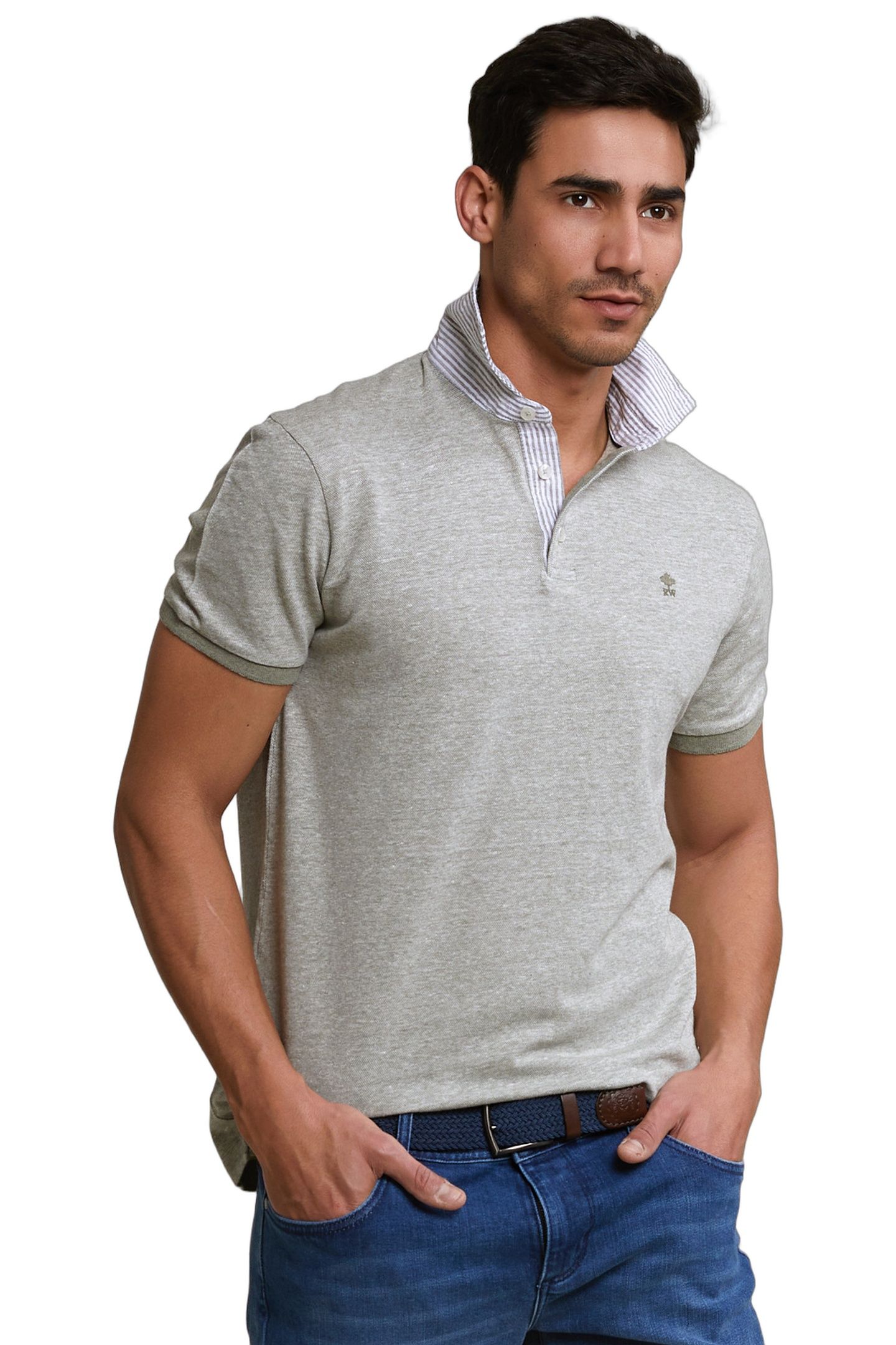 CUSTOM FIT COTTON-LINEN POLO SAFARI MIX 1