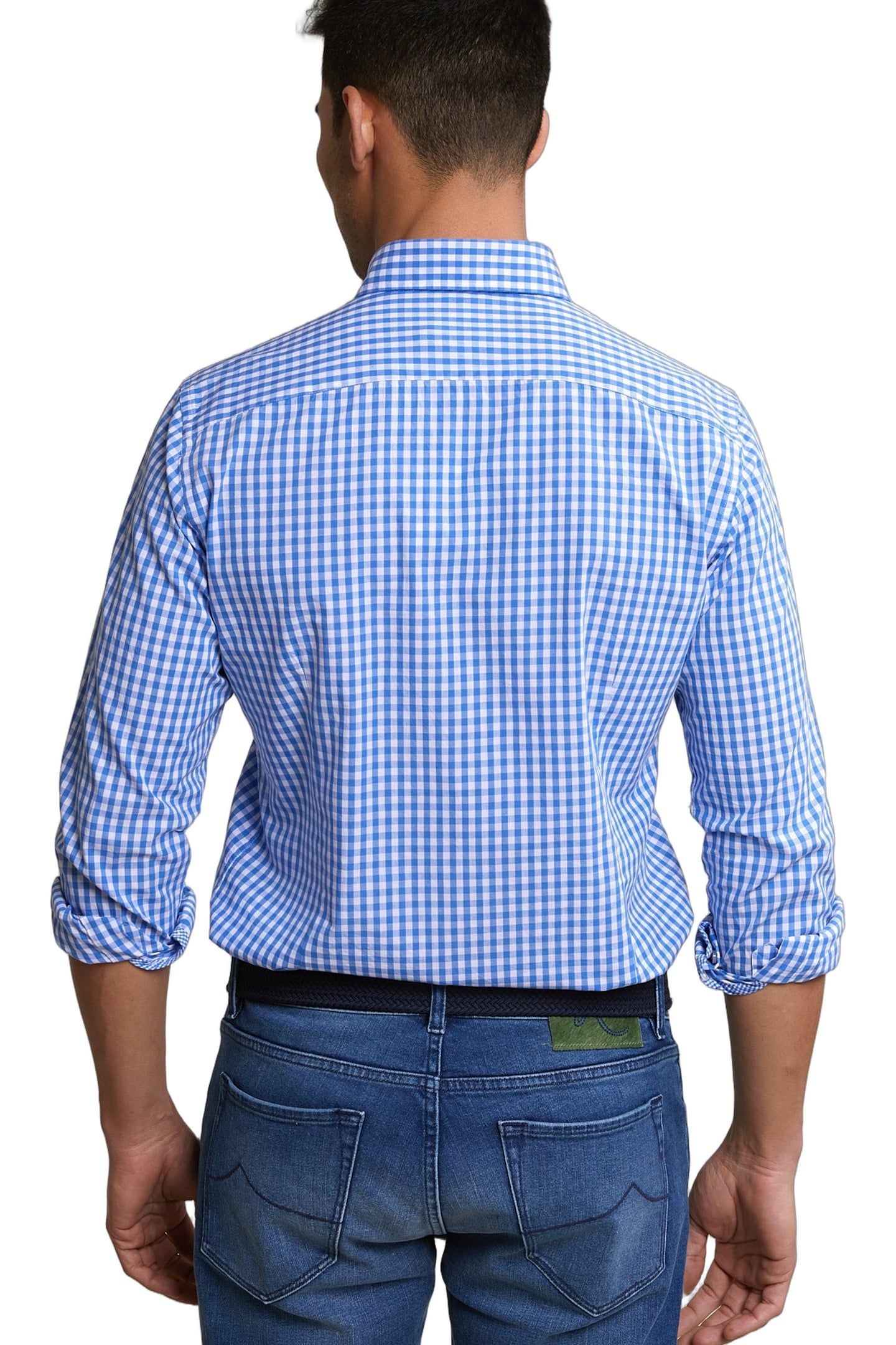 SLIM FIT CHECKED SHIRT BLUE/WHITE 3