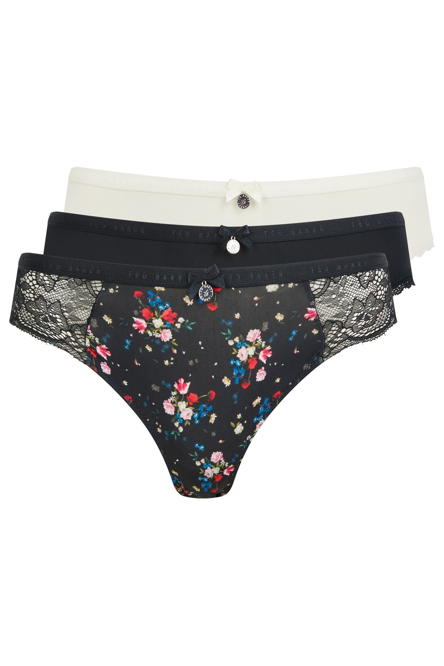 YELENA 3PK PRINT AND PLAIN BRIEF EGRET/JET BLACK/BLACK FLORA 2