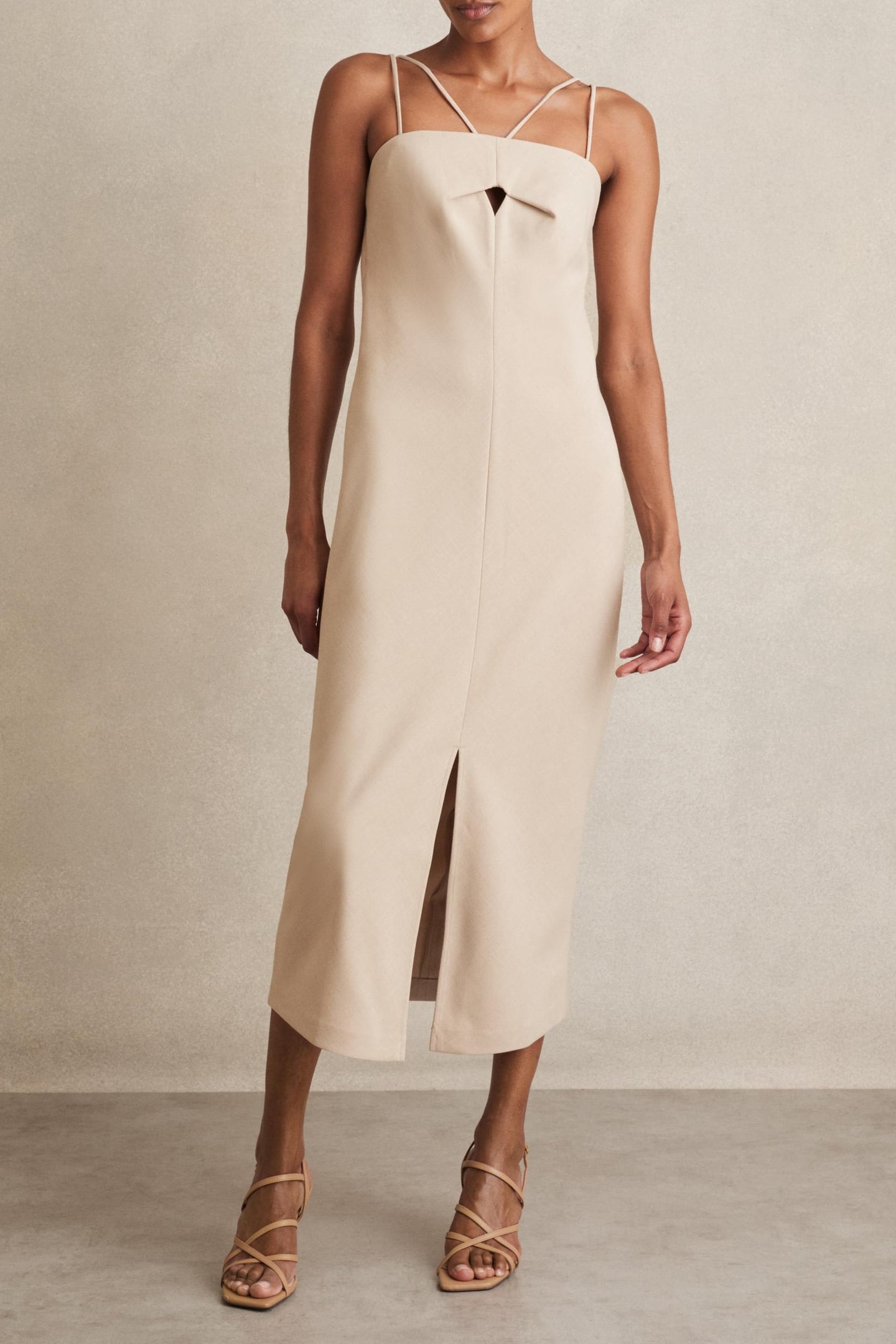 FITTED MIDI DRESS STONE NEUTRAL 1
