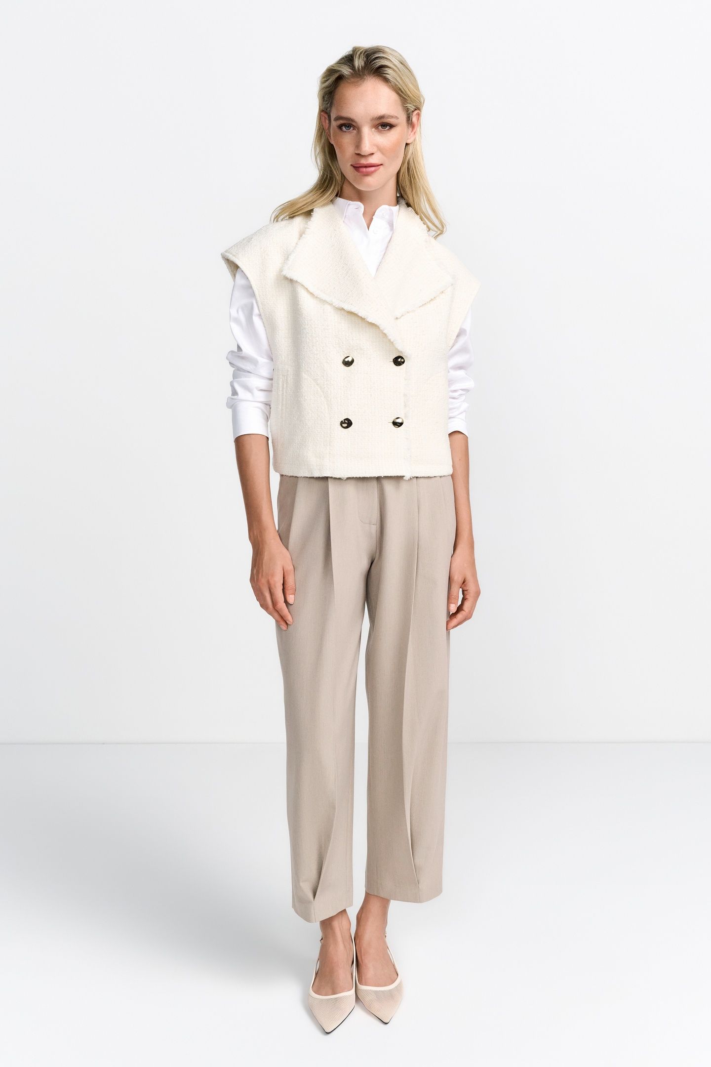 BOUCLE WAISTCOAT OVERSIZED PEARL WHITE 1