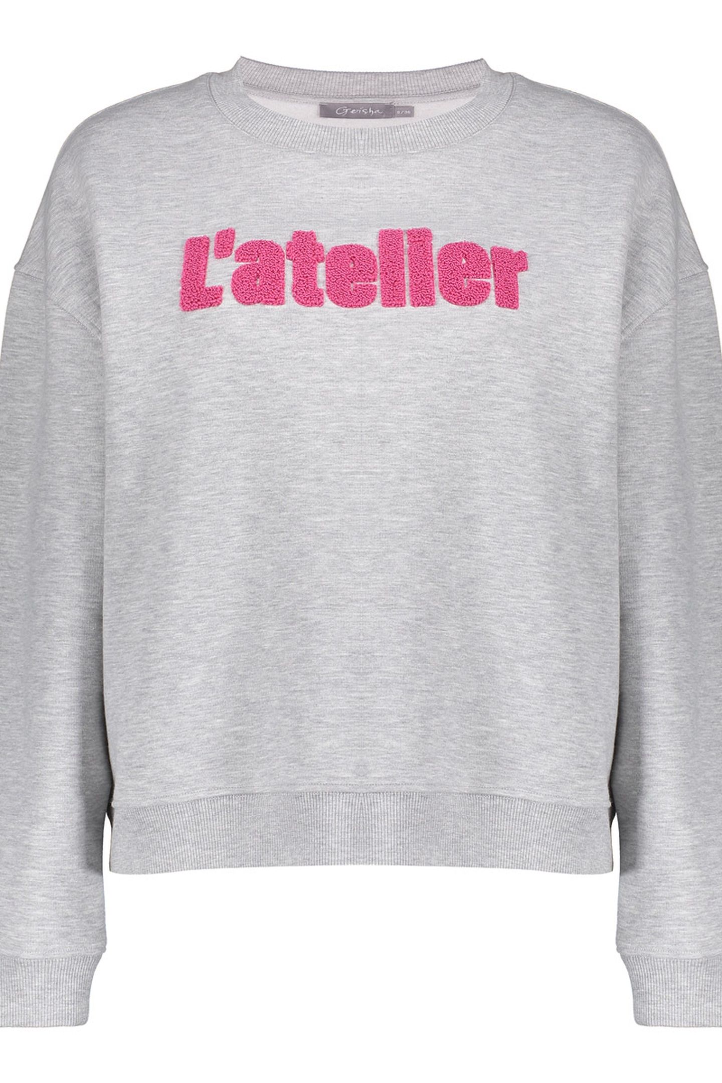 SWEATER L'ATELIER TOWELING GREY MELANGE/FUCHSIA 1