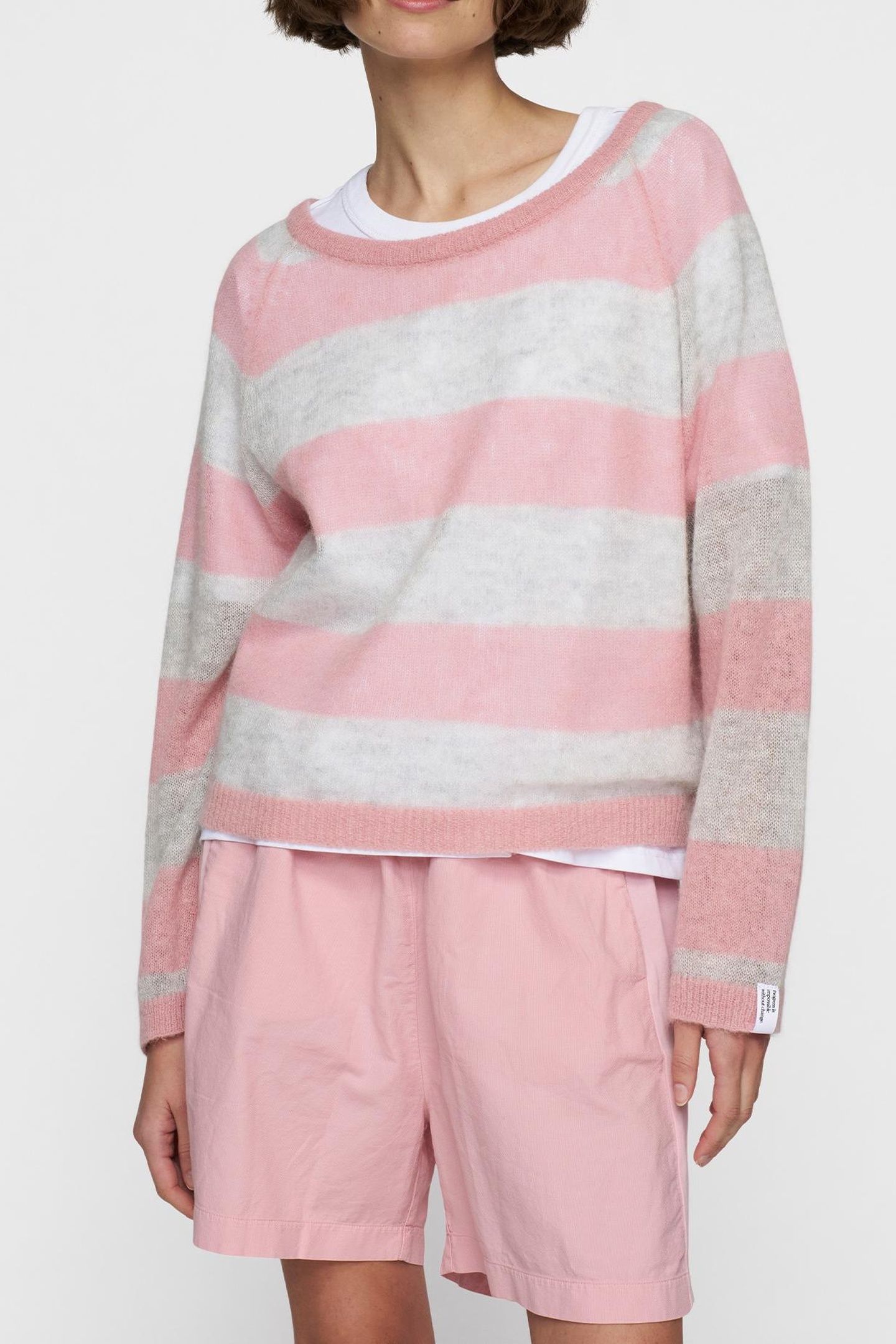 THIN KNIT SWEATER DARK RASPBERRY/WHITE GREY MELEE 2