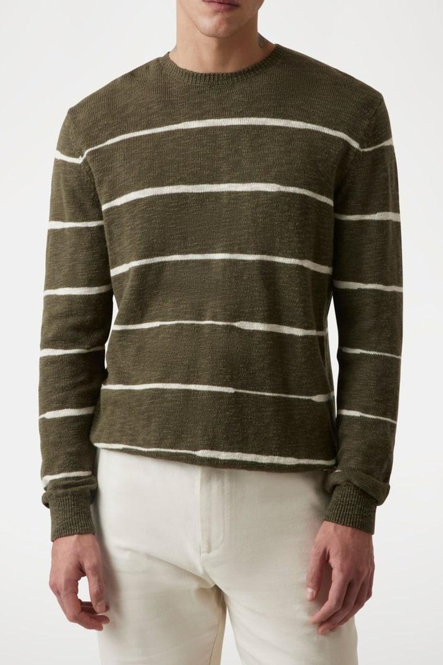 GUESS ECO GRIER CN LS STRIPED OLIVE QUICKSAND IRRE 7