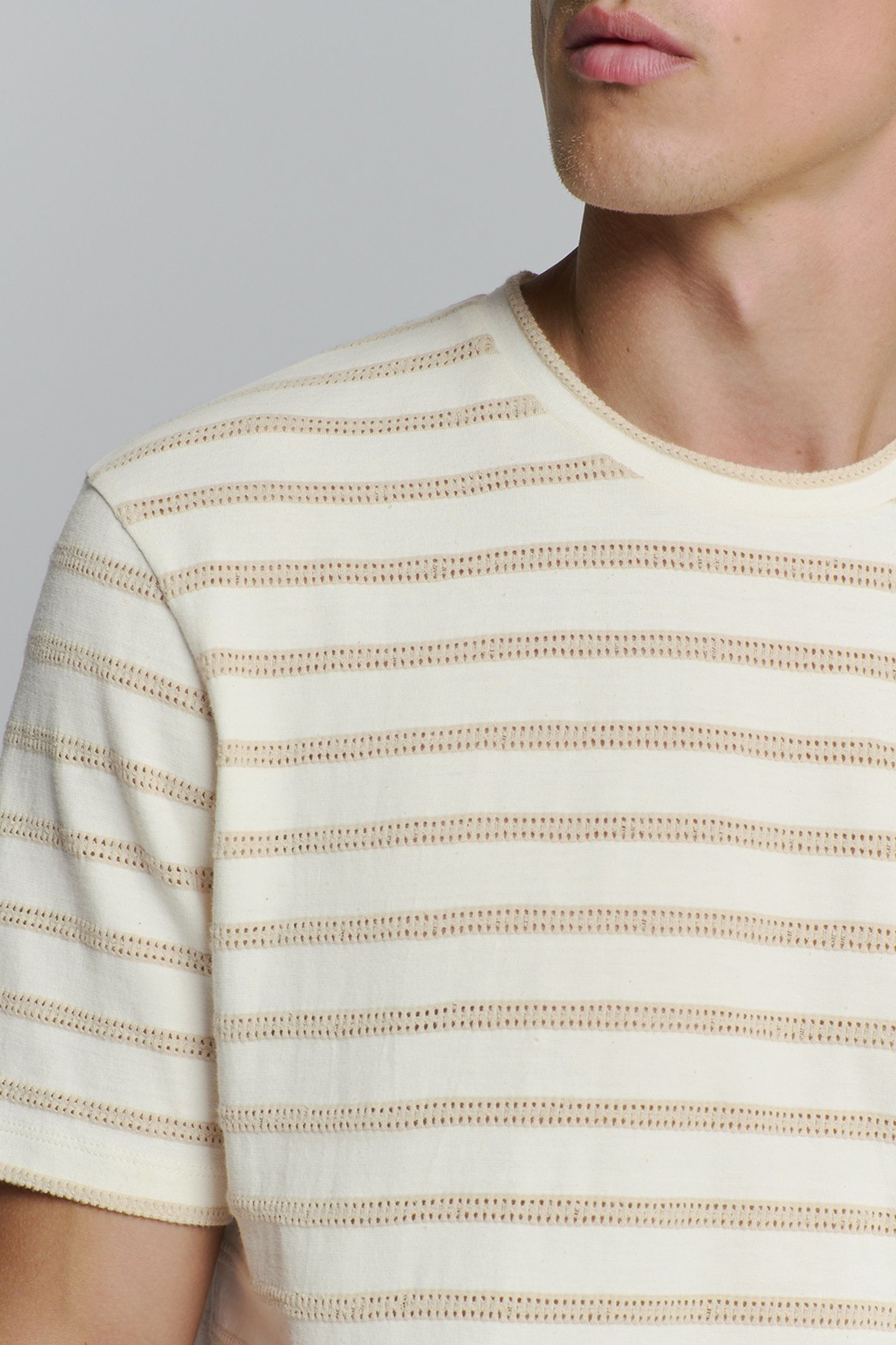 T-SHIRT CREWNECK JACQUARD STRIPES OFFWHITE 7