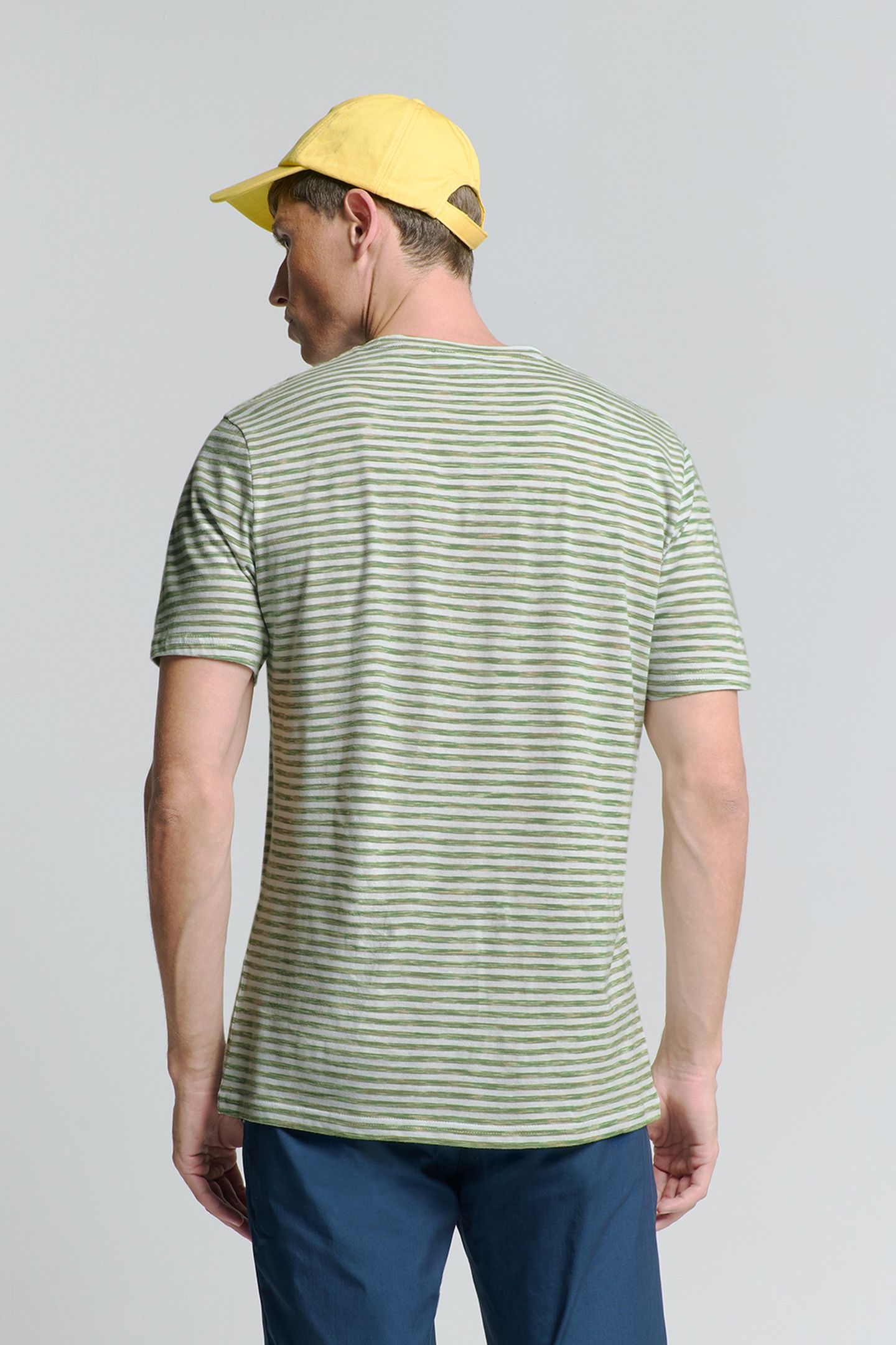 T-SHIRT CREWNECK MULTI COLOURED MELANGE STRIPES GREEN 3