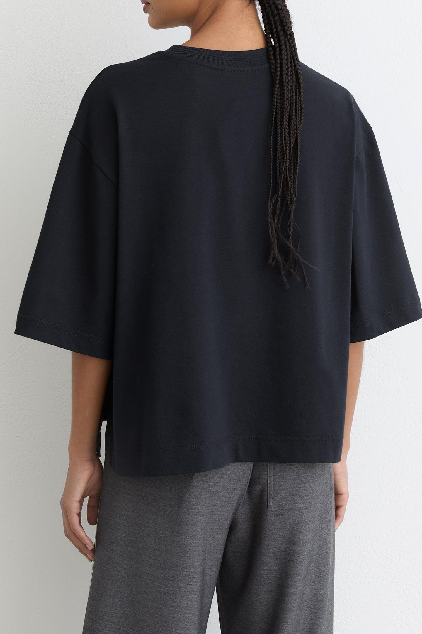 RIB NECK DETAIL T-SHIRT NAVY 3