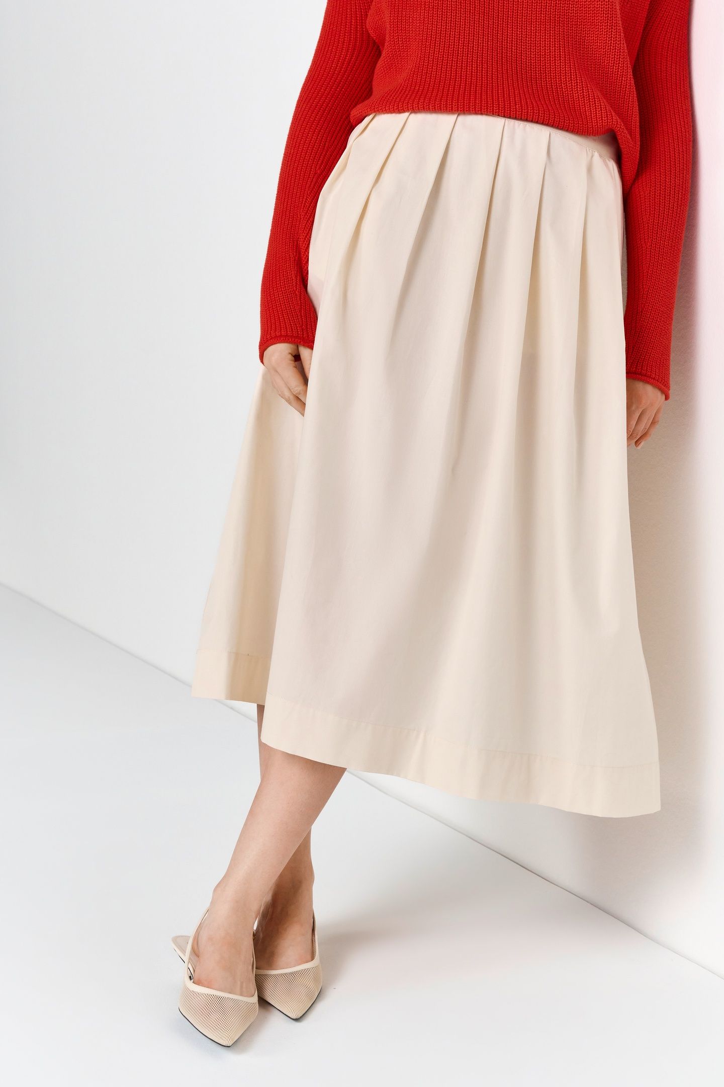 COTTON MIDI SKIRT ORGANIC CAFFEE LATTE 2