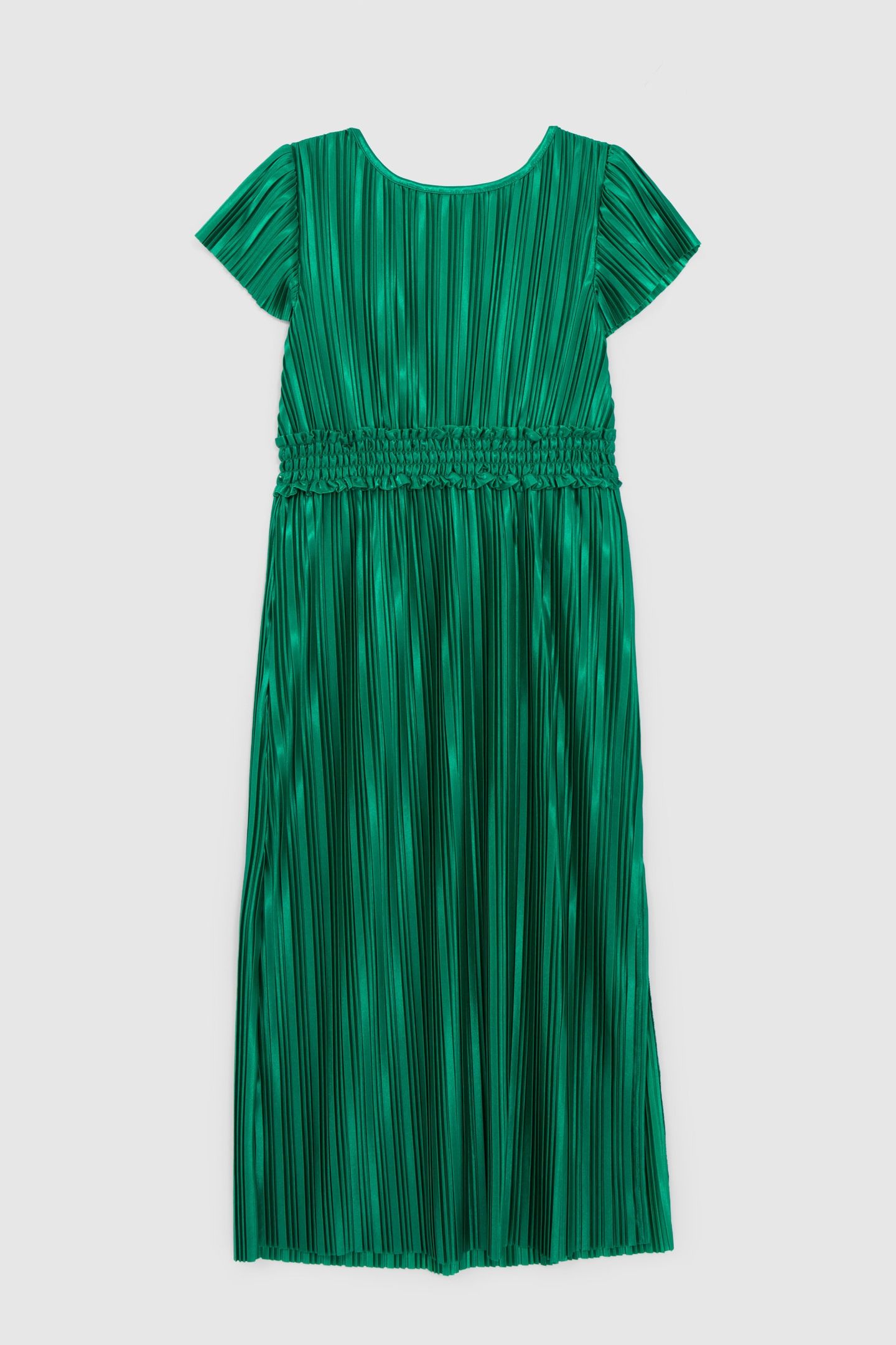 GIRLS’ GREEN PLEATED LONG DRESS 2