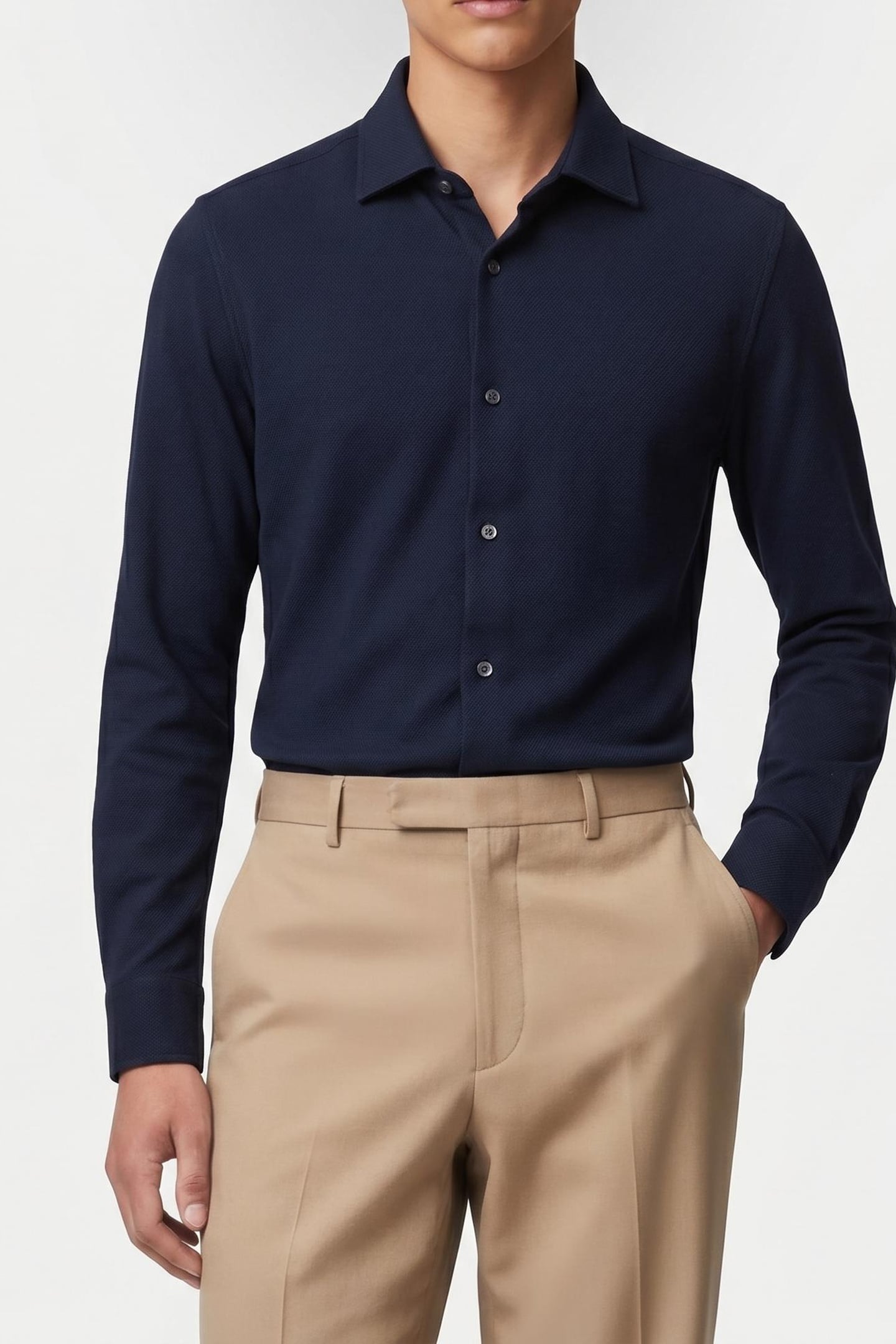 BRUSHED COTTON OVERSHIRT NAVY 1