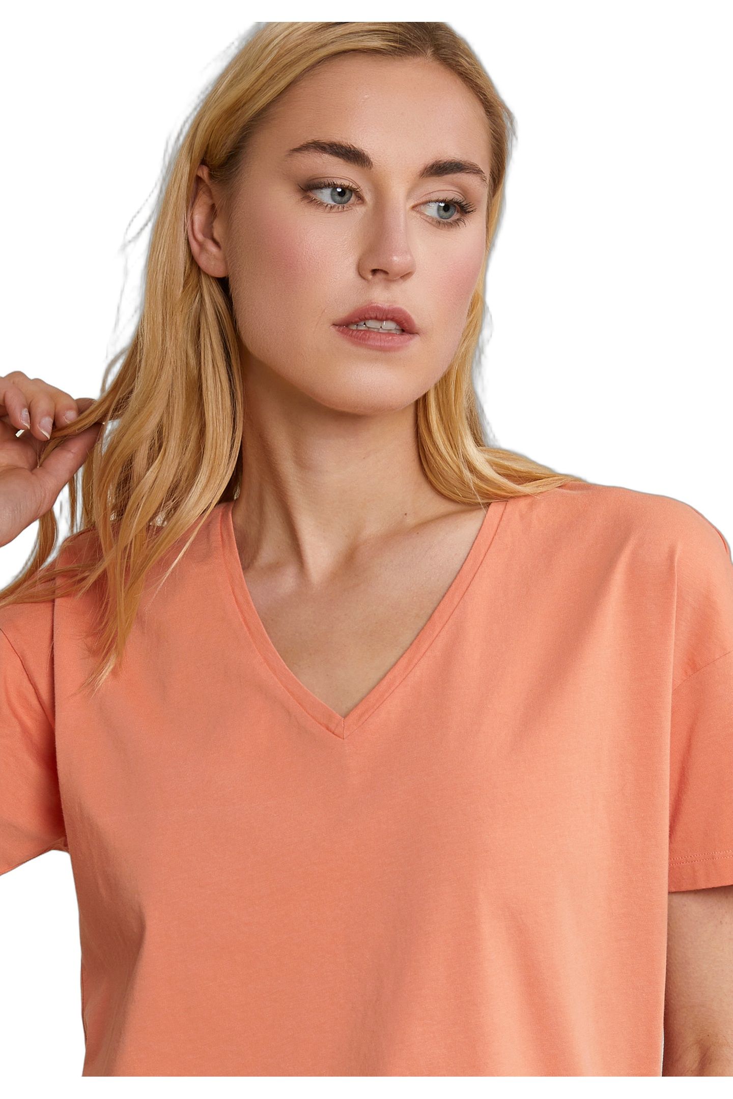 ORANGE BASIC V-NECK T-SHIRT SHORT SLEEVES 4