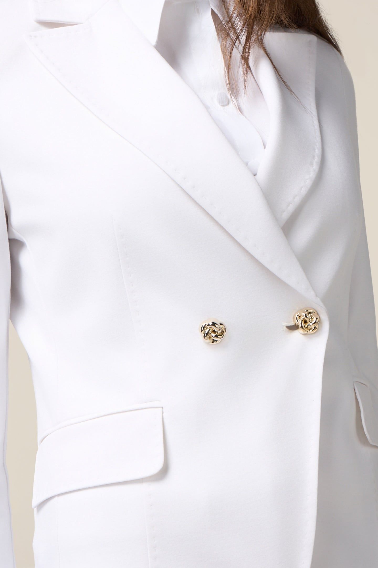 DOUBLE-BREASTED BLAZER IN MILANO STITCH WHITE 5