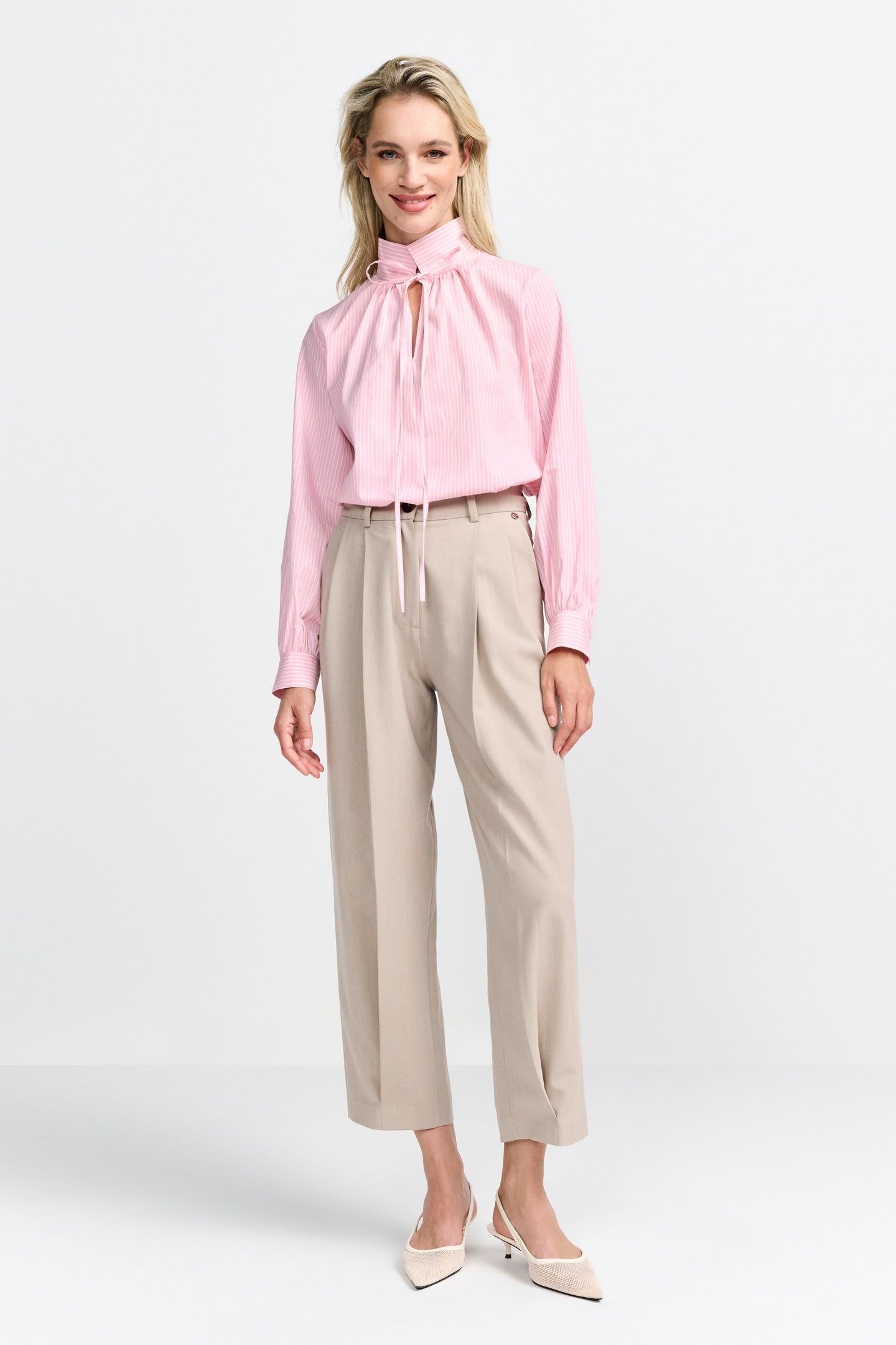 COTTON STRIPE BLOUSE STRAWBERRY CREAM 1