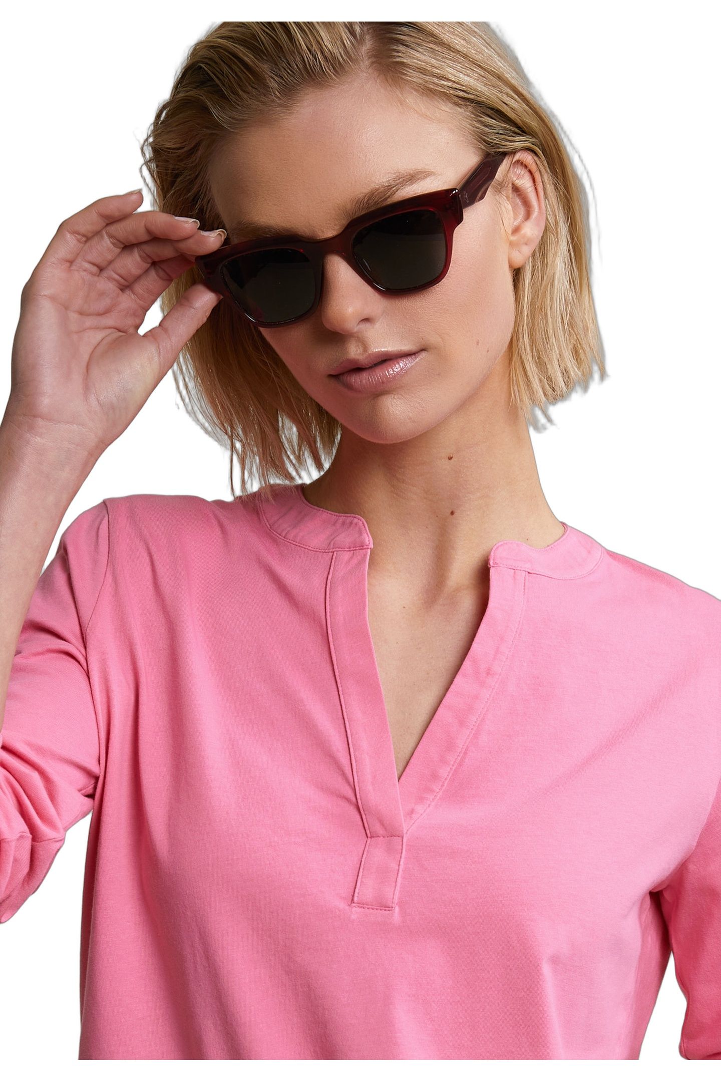 PINK V-NECK T-SHIRT LONG SLEEVES 4