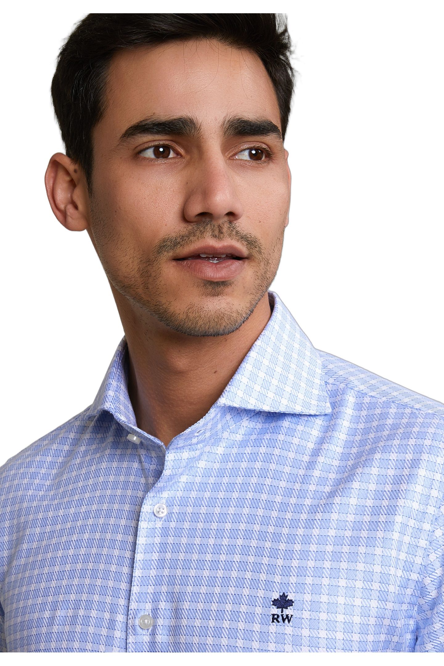 CUSTOM FIT CHECKED SHIRT BLUE/WHITE 4