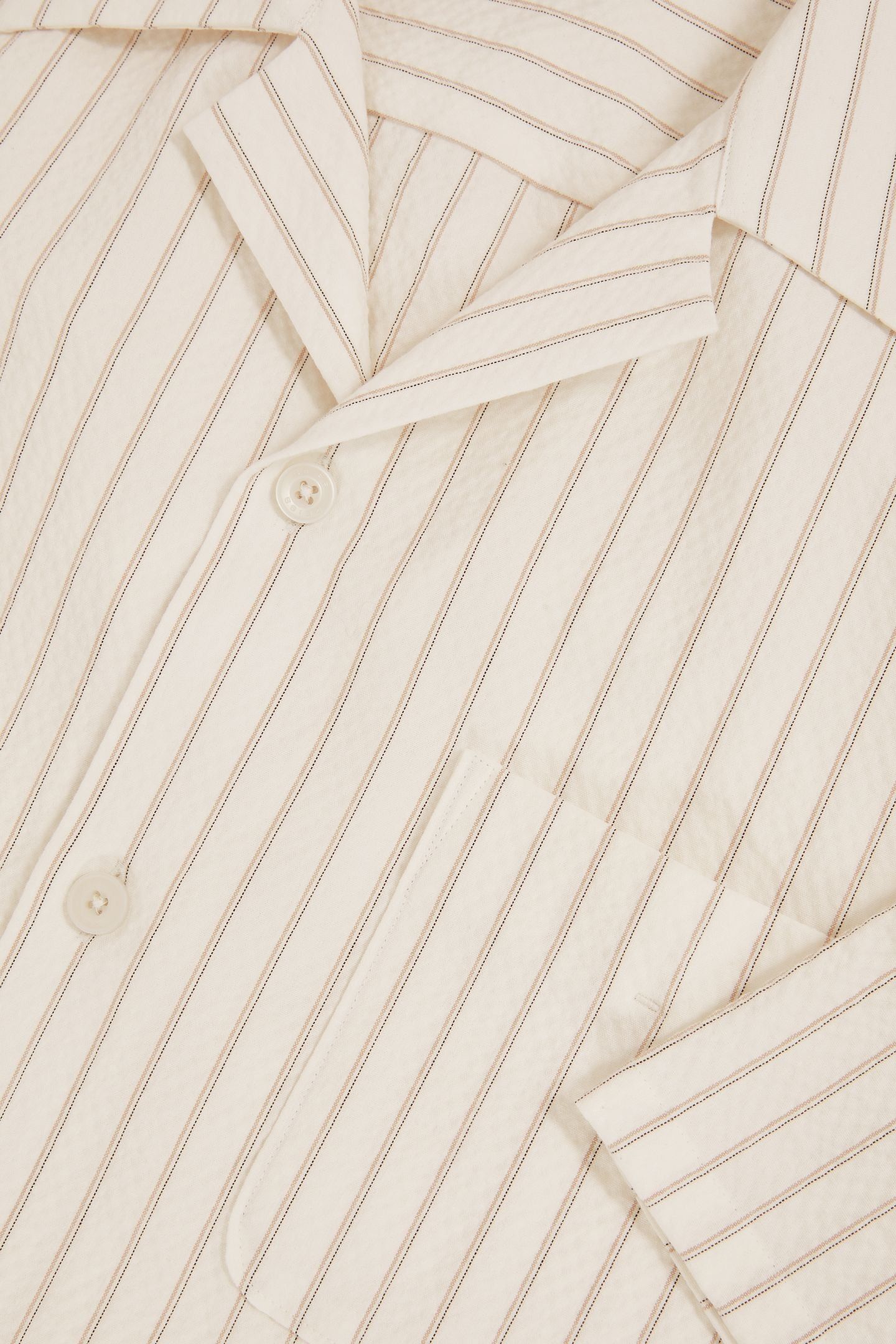 SS SEERSUCKER STRIPE CUBAN SHIRT WHITE TAUPE BROWN 6