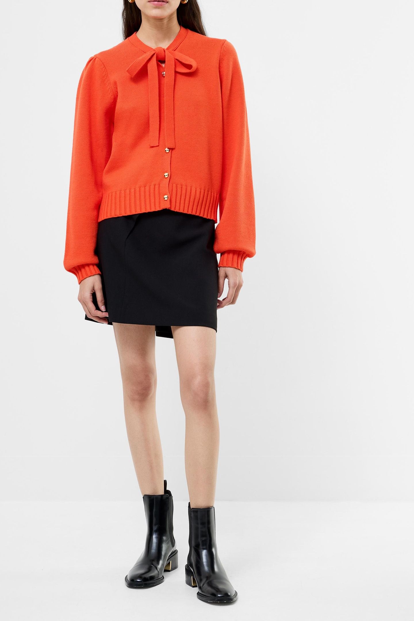VARLI LS TIE NK CARDIGAN FLAME ORANGE 1