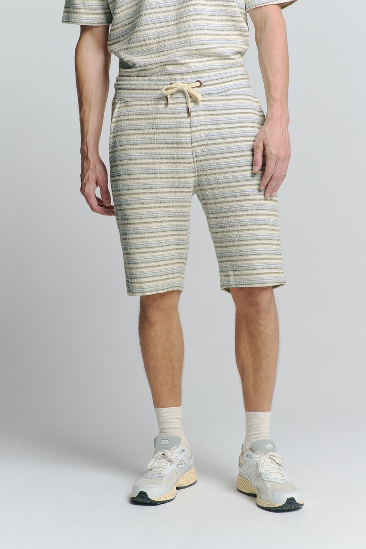 SHORT JERSEY MULTI COLOURED JACQUARD SLUB STRIPE DEEP BLUE 1