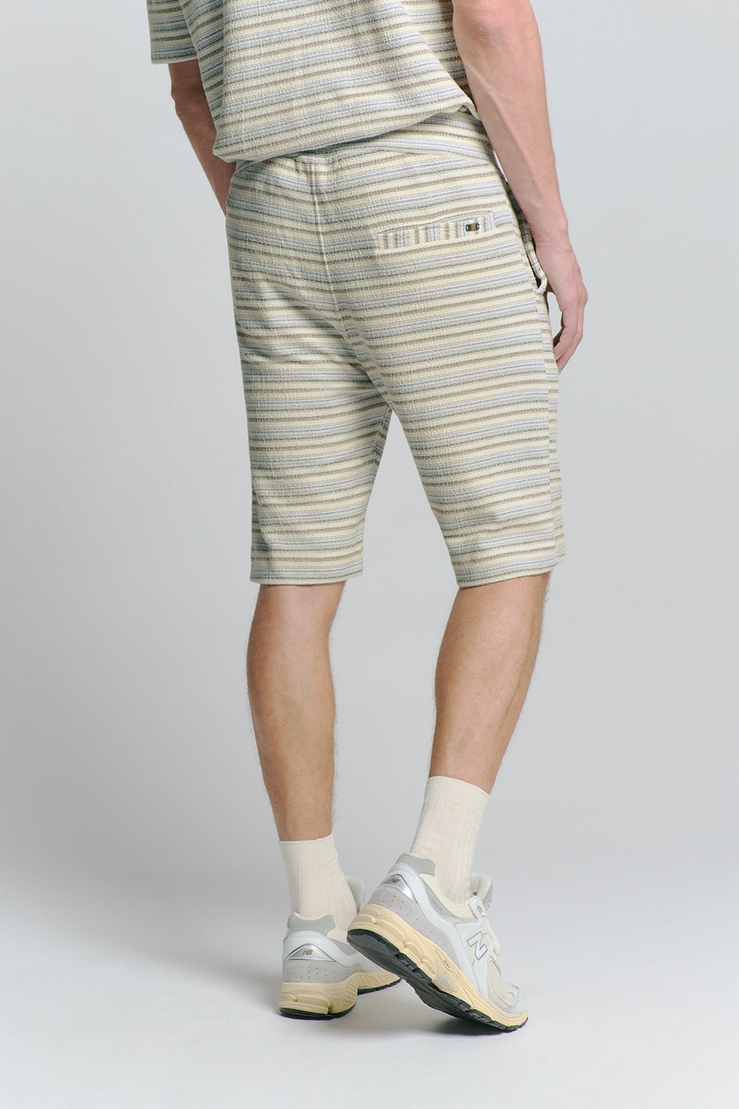SHORT JERSEY MULTI COLOURED JACQUARD SLUB STRIPE DEEP BLUE 3