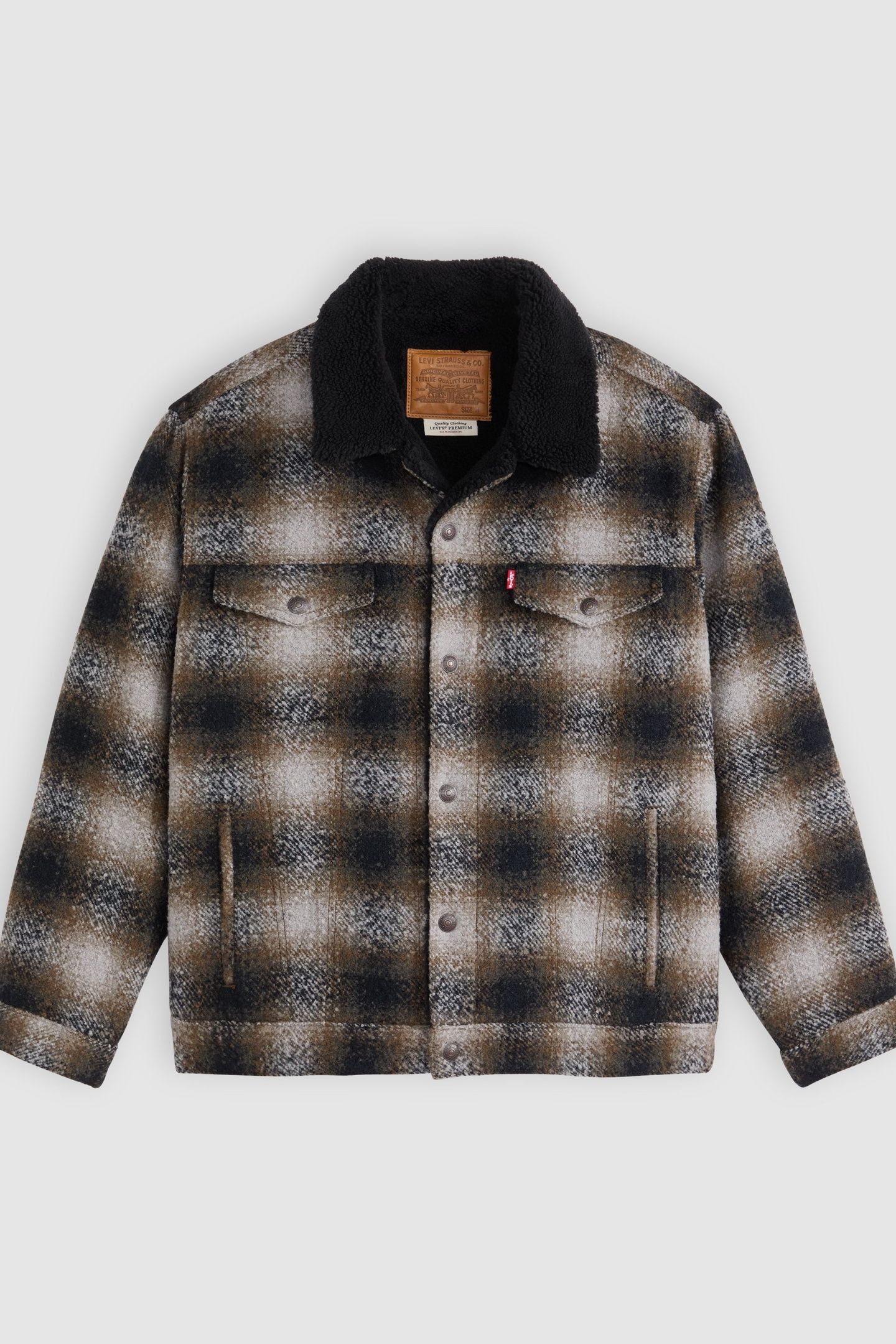 RELAXED FIT PLAID SHERPA TRUCKER JACKET 4