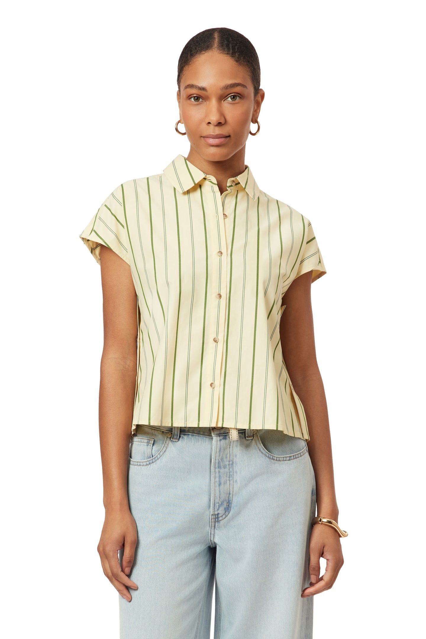 DOLMAN SLEEVE SHIRT CHINO GREEN MULTI PINSTRIPE 1