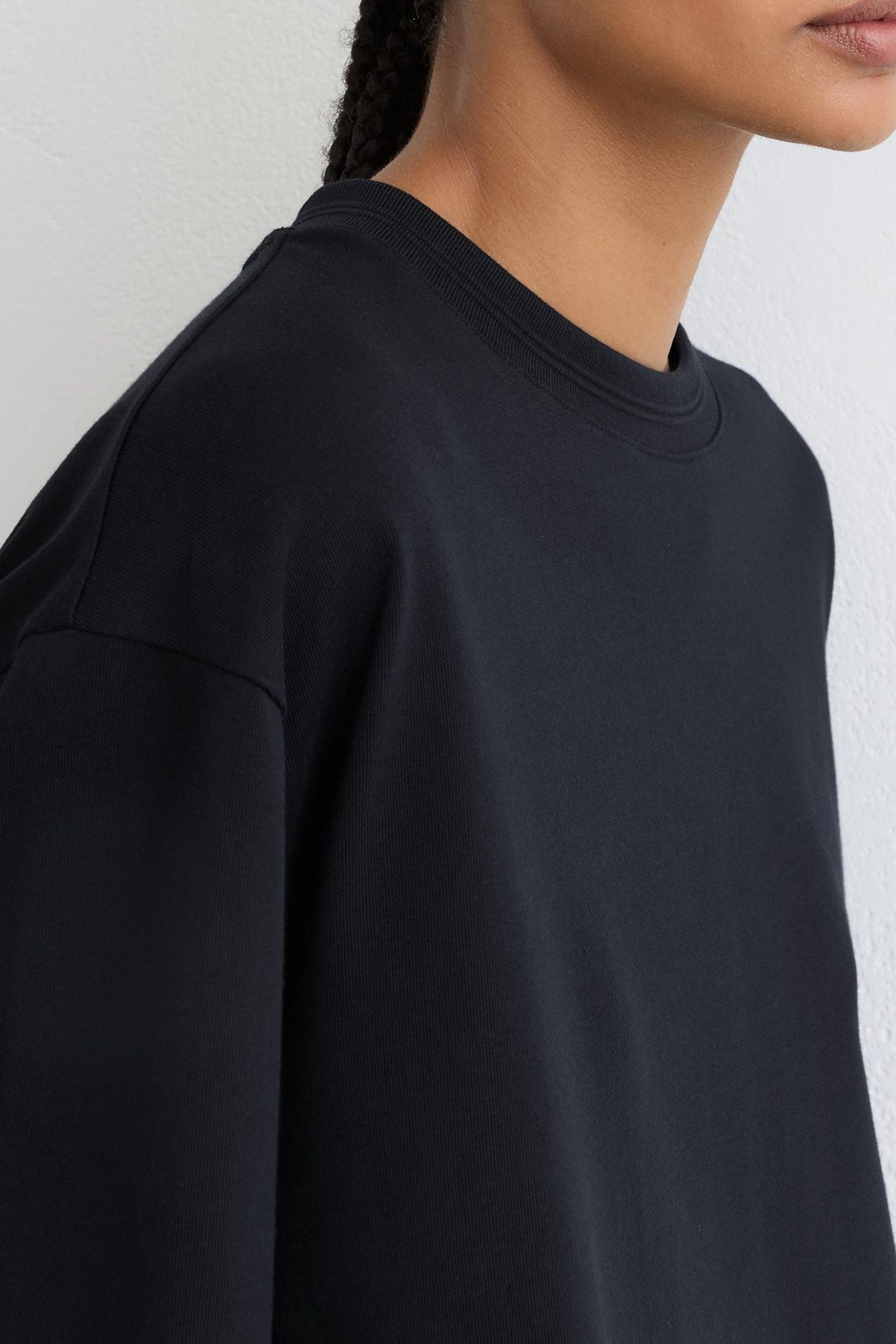 RIB NECK DETAIL T-SHIRT NAVY 6