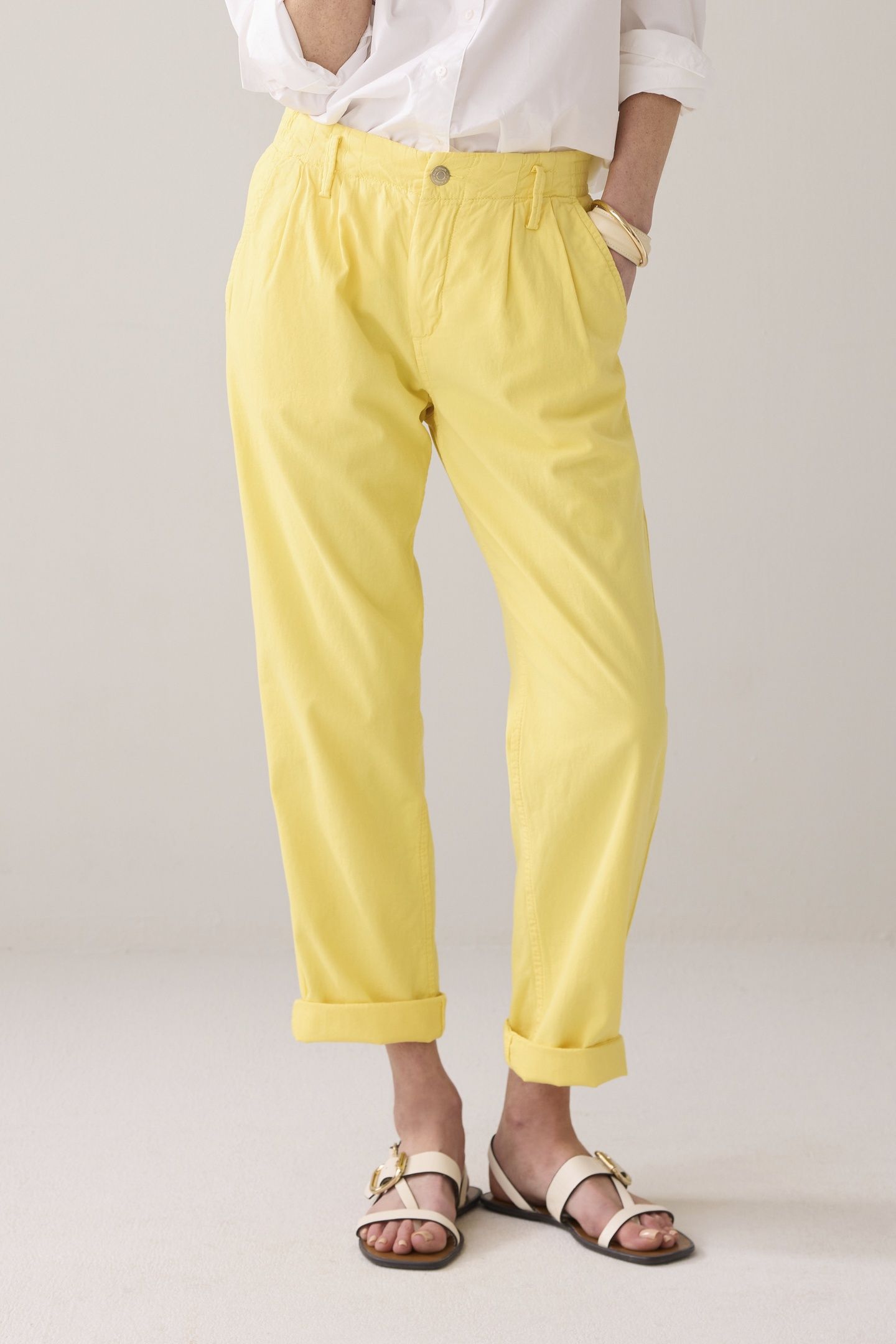 TAPERED CHINO COTTON LINEN TWILL YELLOW 1