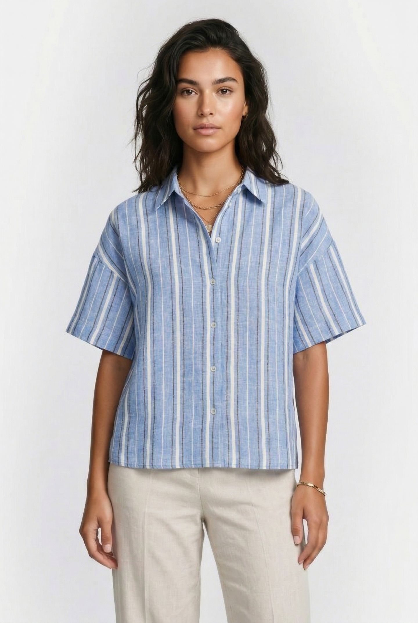 ESRA LINEN SHIRT BLUE 1