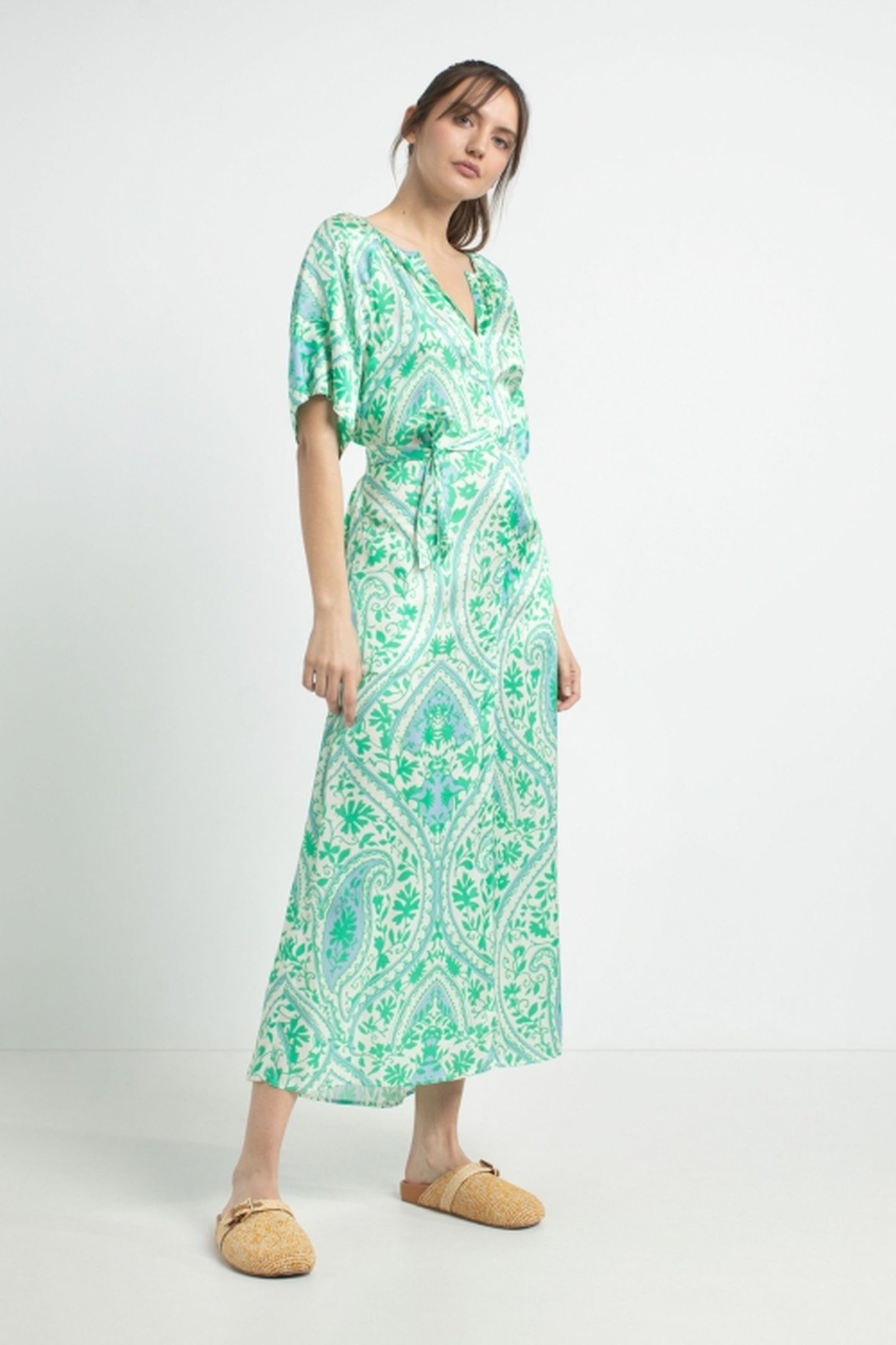 DAMARIS DRESS PARROT GREEN PRINT 1