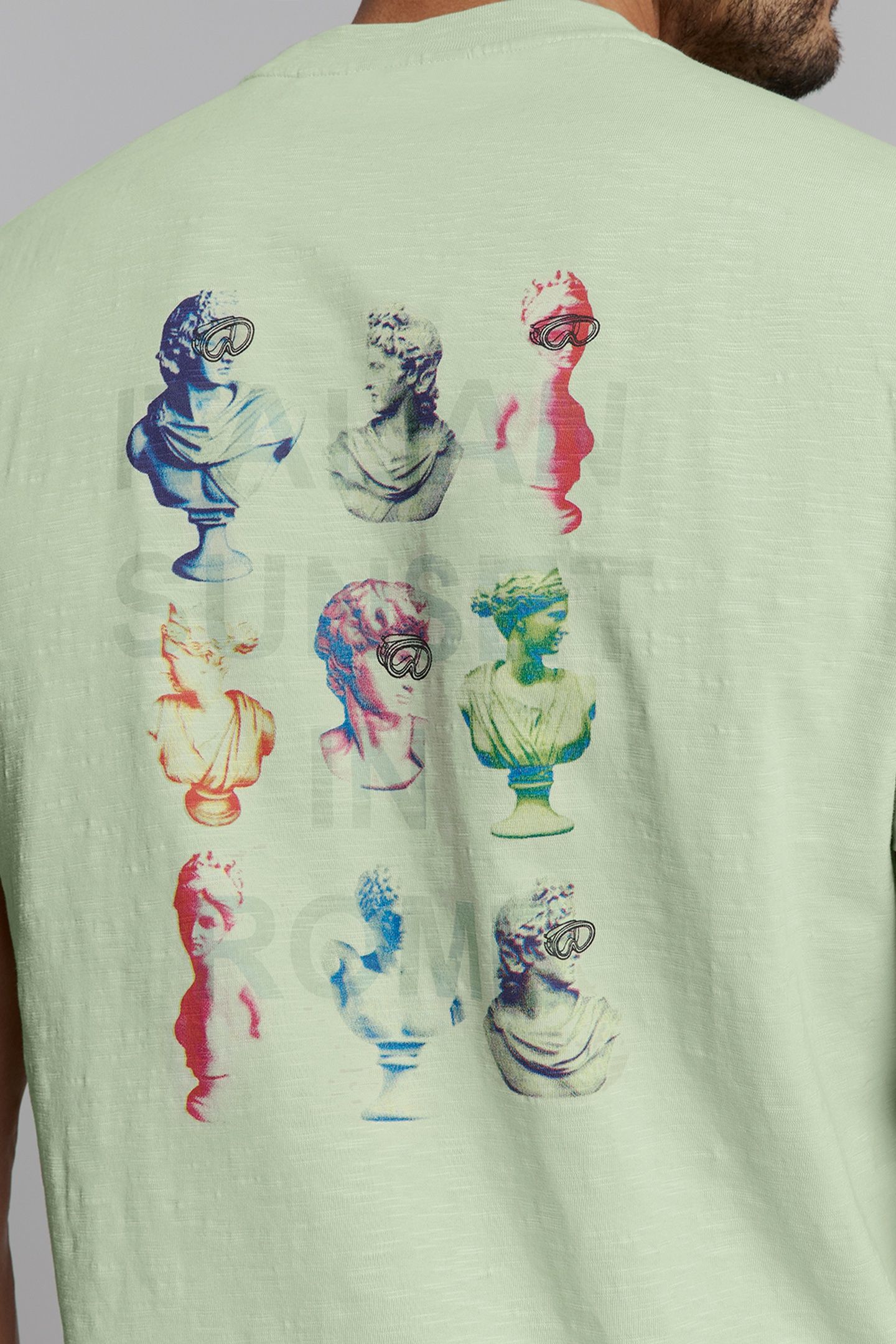 T-SHIRT CREWNECK SLUB PLACED PRINTS MINT 4