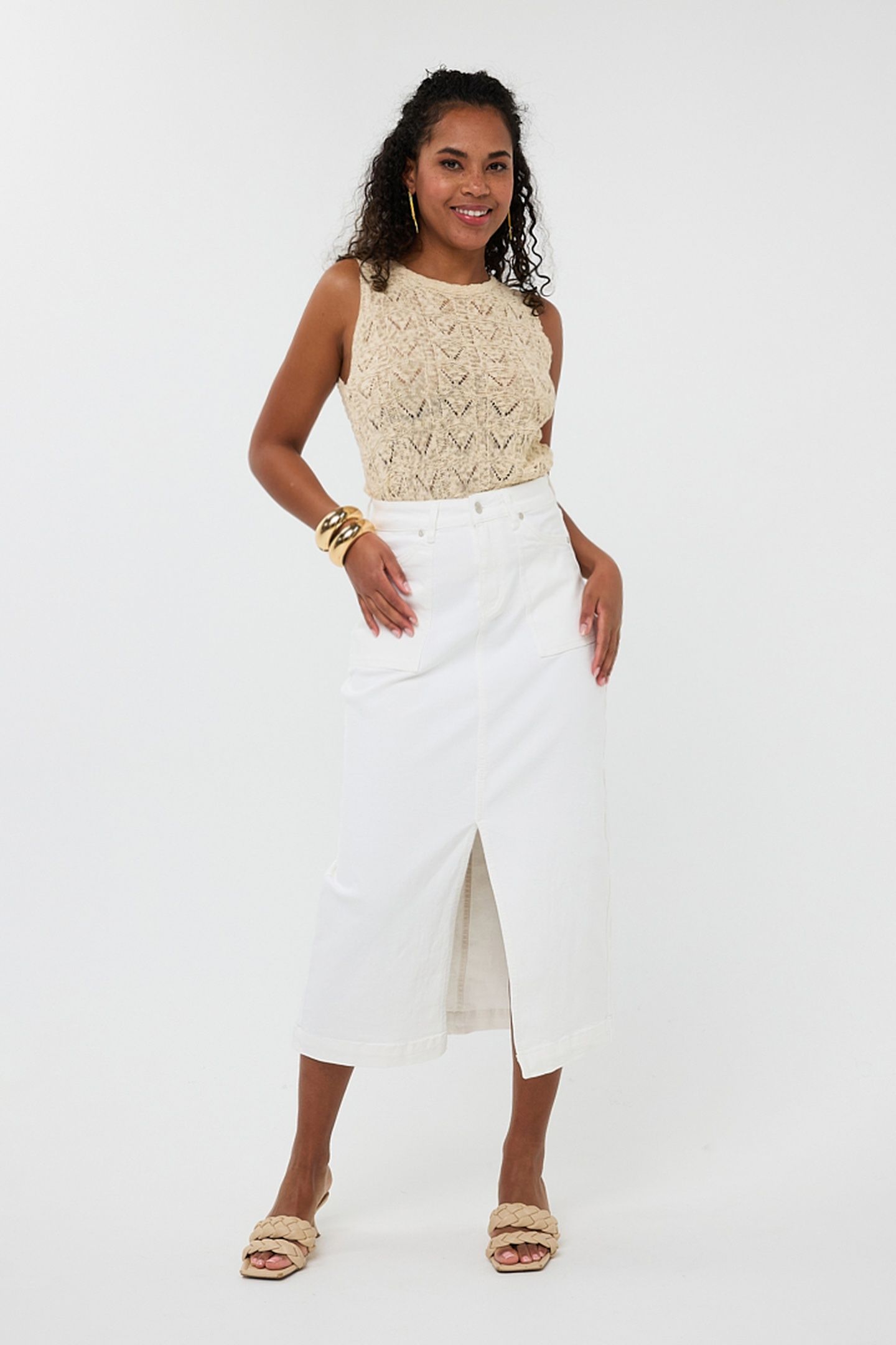 SKIRT MAXI CF SPLIT OFF WHITE 1