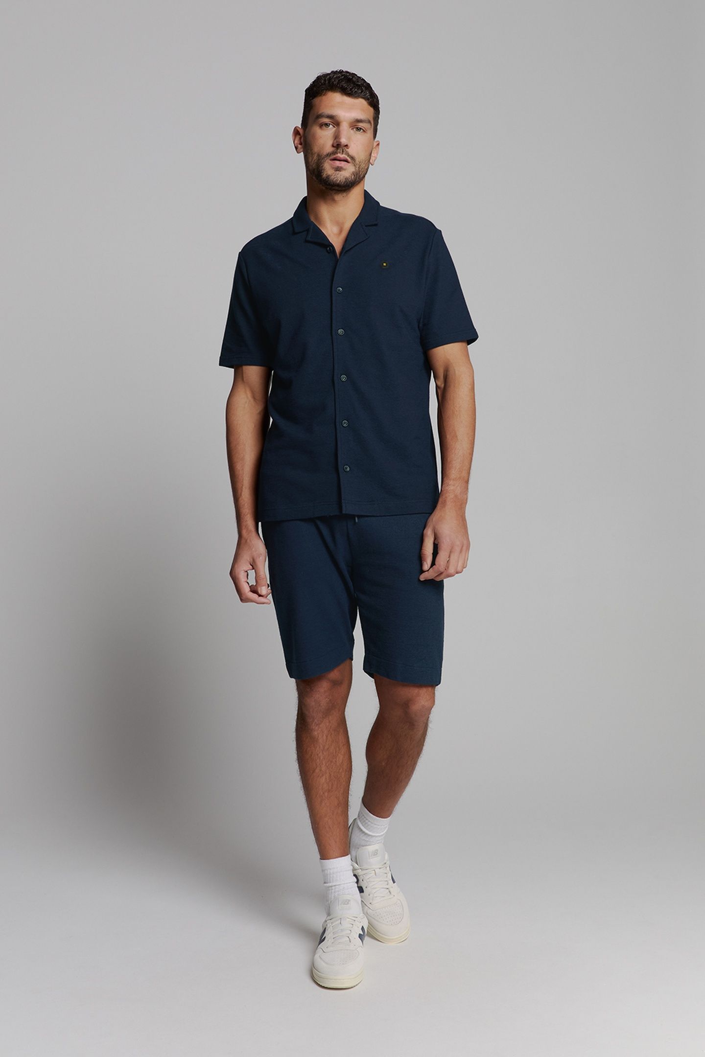 SHIRT SHORT SLEEVE JERSEY REVERS COLLAR SOLID TERRY DEEP BLU 2