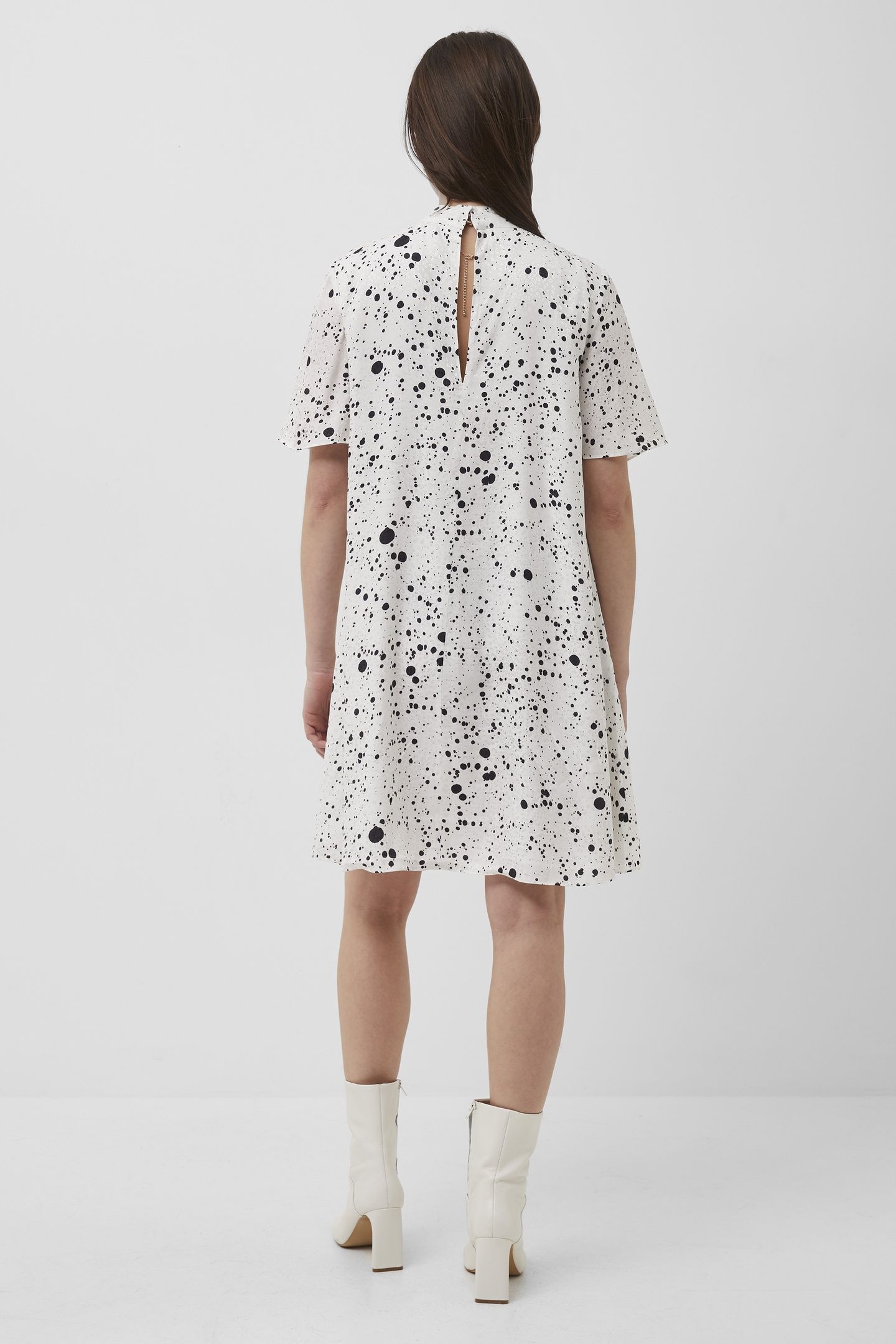 DROPLET DRAPE SSLV SWING DRESS SUMMER WHITE/BLACK 2
