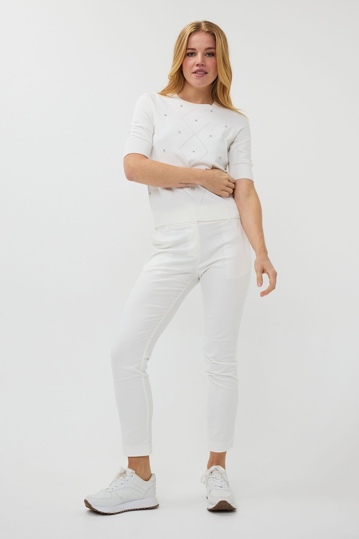 TROUSERS CHINO STRETCH OFF WHITE 1