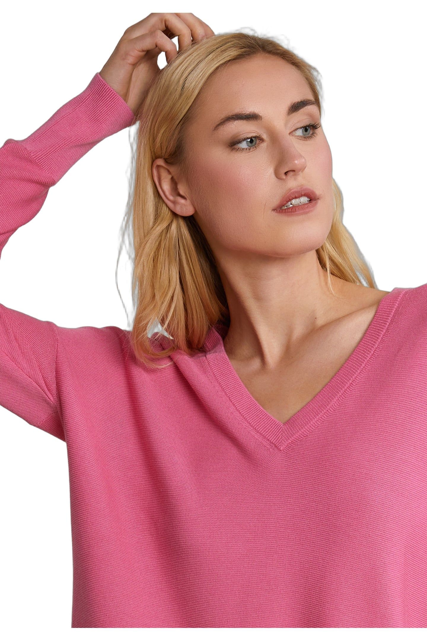 PINK BASIC V-NECK SWEATER LONG SLEEVES 4