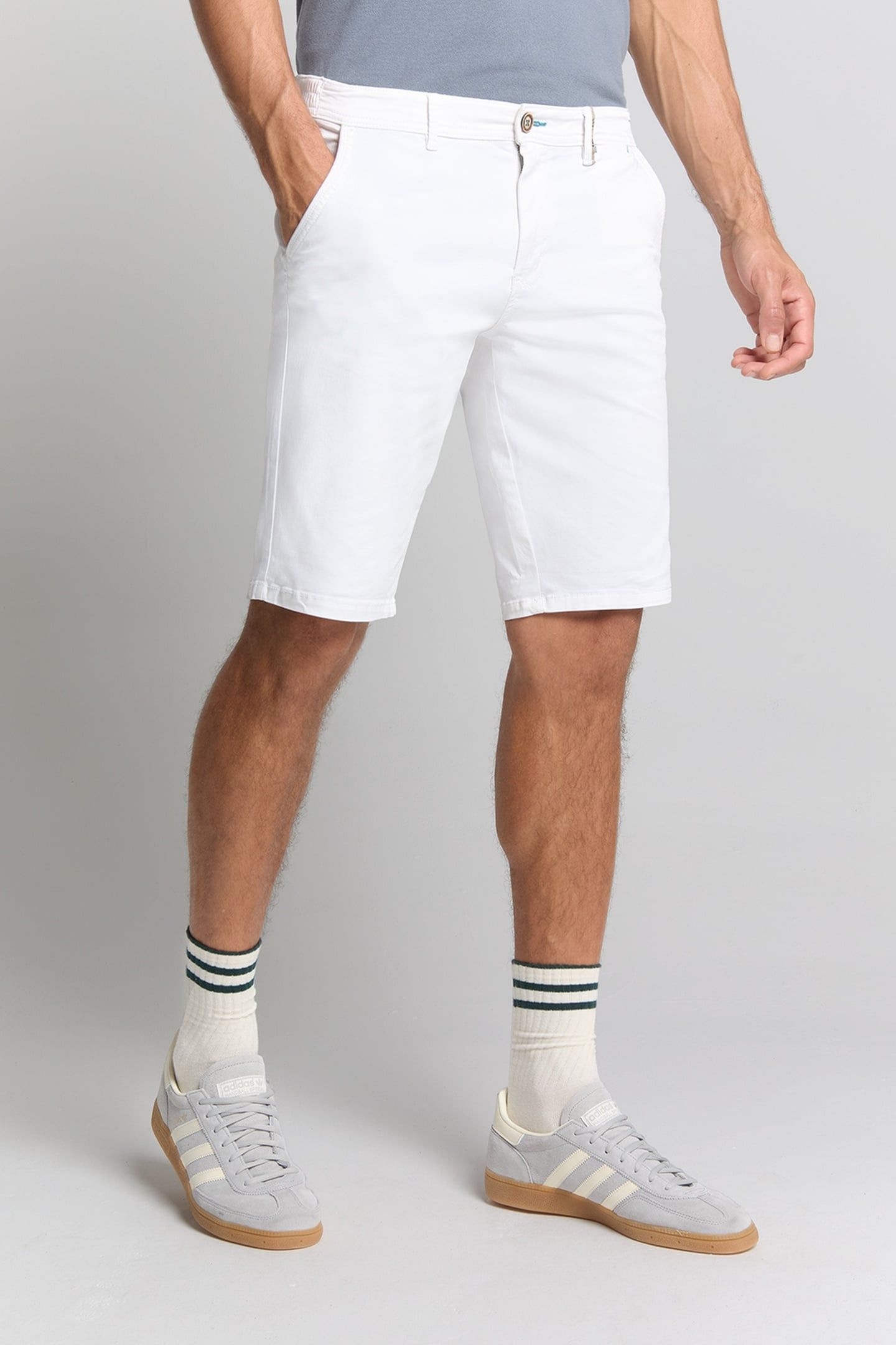 SHORT CHINO GARMENT DYED TWILL STRETCH WHITE 1
