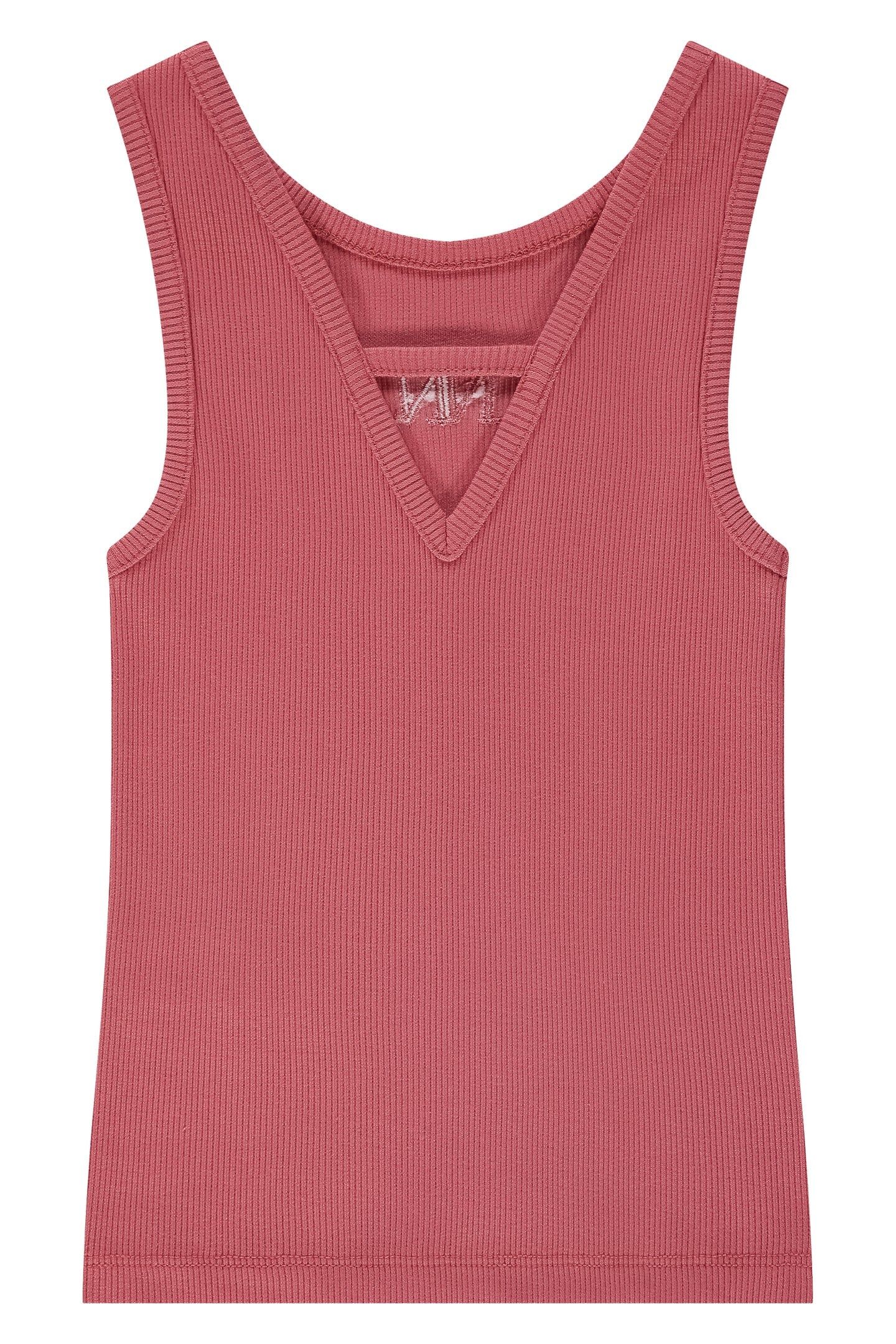 BELLE BACK RIB TOP RED 2