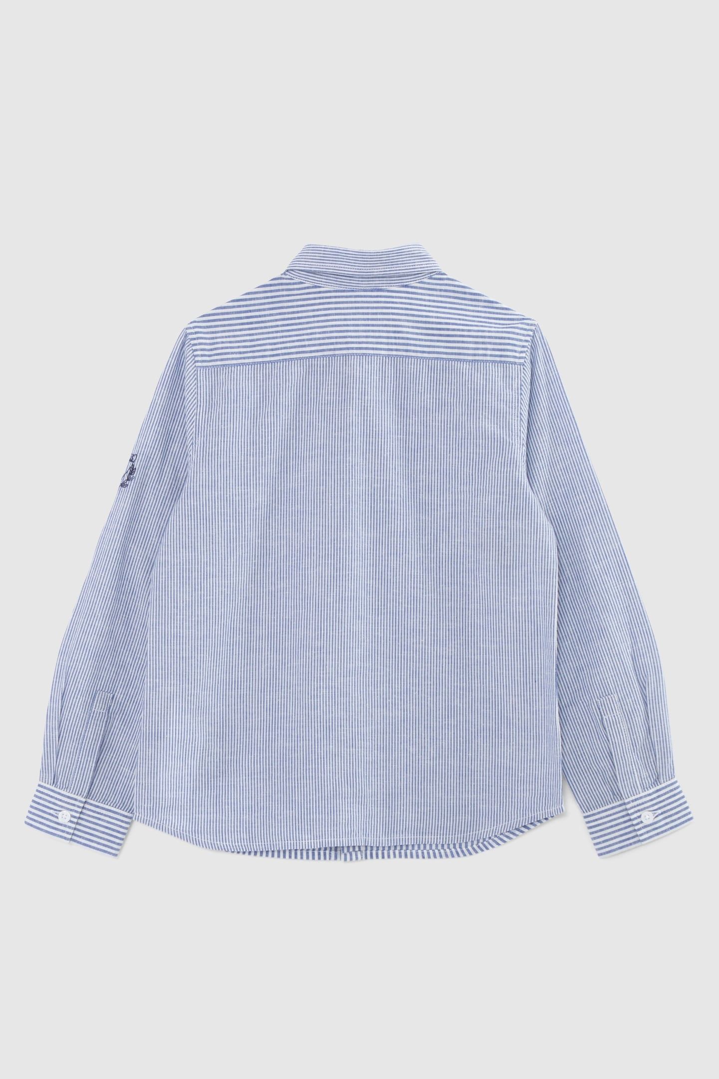 BOYS’ BLUE SHIRT WITH WHITE STRIPES AND EMBROIDERY 2